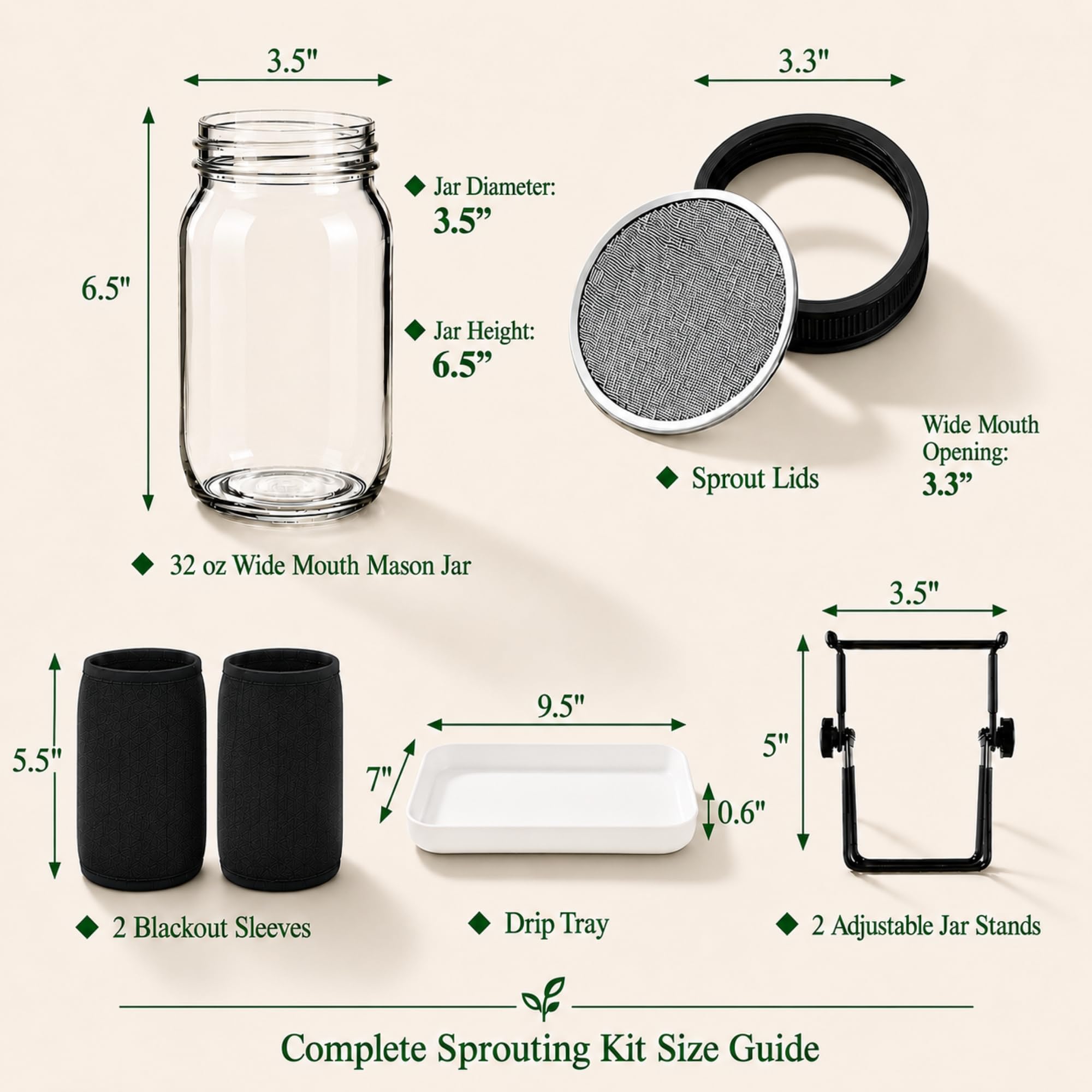 Lot de 2 pots de culture Sprouts de 947,2 g avec couvercles en acier