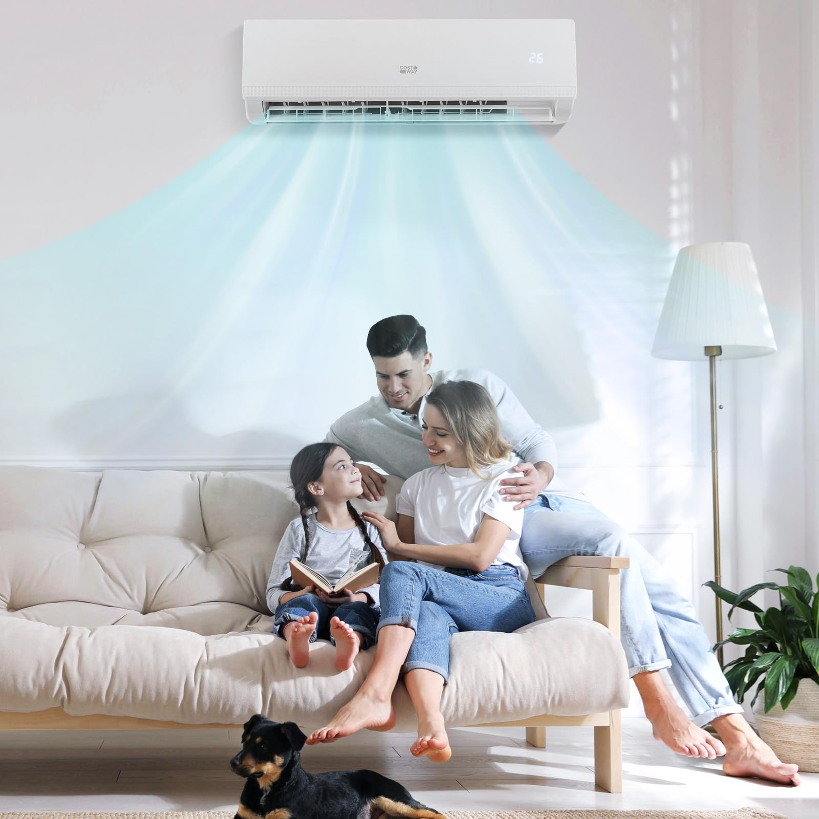 GOPLUS Aire Acondicionado Split Inverter12000 BTU 3,4 KW con Calefacción y Refrigeración, Clase A++/A+ R32, Aire Acondicionado Pared Silencioso 7 Modos, 8 Velocidades, Kit de Instalación(12000BTU)