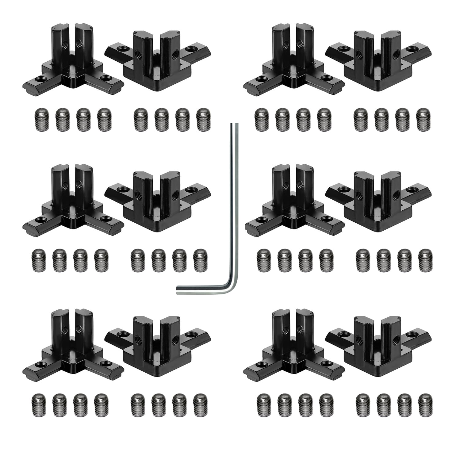 12PCS Black 2020 3-Way Corner Bracket Connector with 48Pcs M4 Screw and 1Pcs M2 Wrench for 2020 Series Aluminum Extrusion Profile