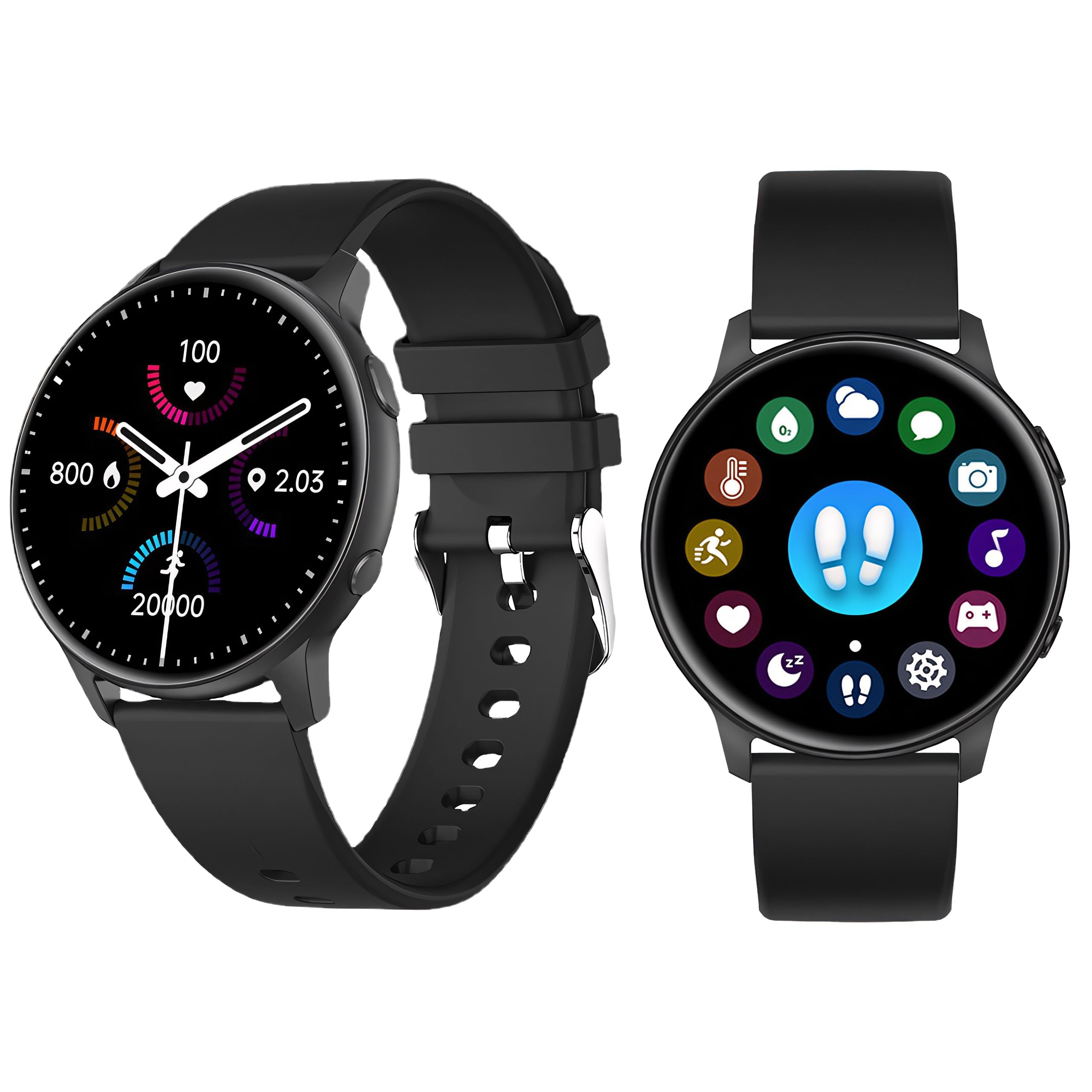 Retoo Montre Connectée Homme Femme 1.3 Pouces Écran Tactile Smart Watch avec Bluetooth 5.0 IP68 Étanche Fitness Montre 140mAh Tracker d'Activité Moniteur de Sommeil Podomètre Sport Montre Noir