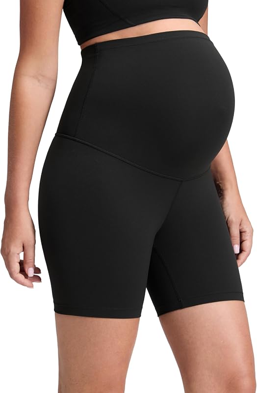 CRZ YOGA Women's Butterluxe Maternity Shorts Over The Belly - 4"/6"/8" Over Bump Yoga Sports Biker Shorts Pregnancy Leggings