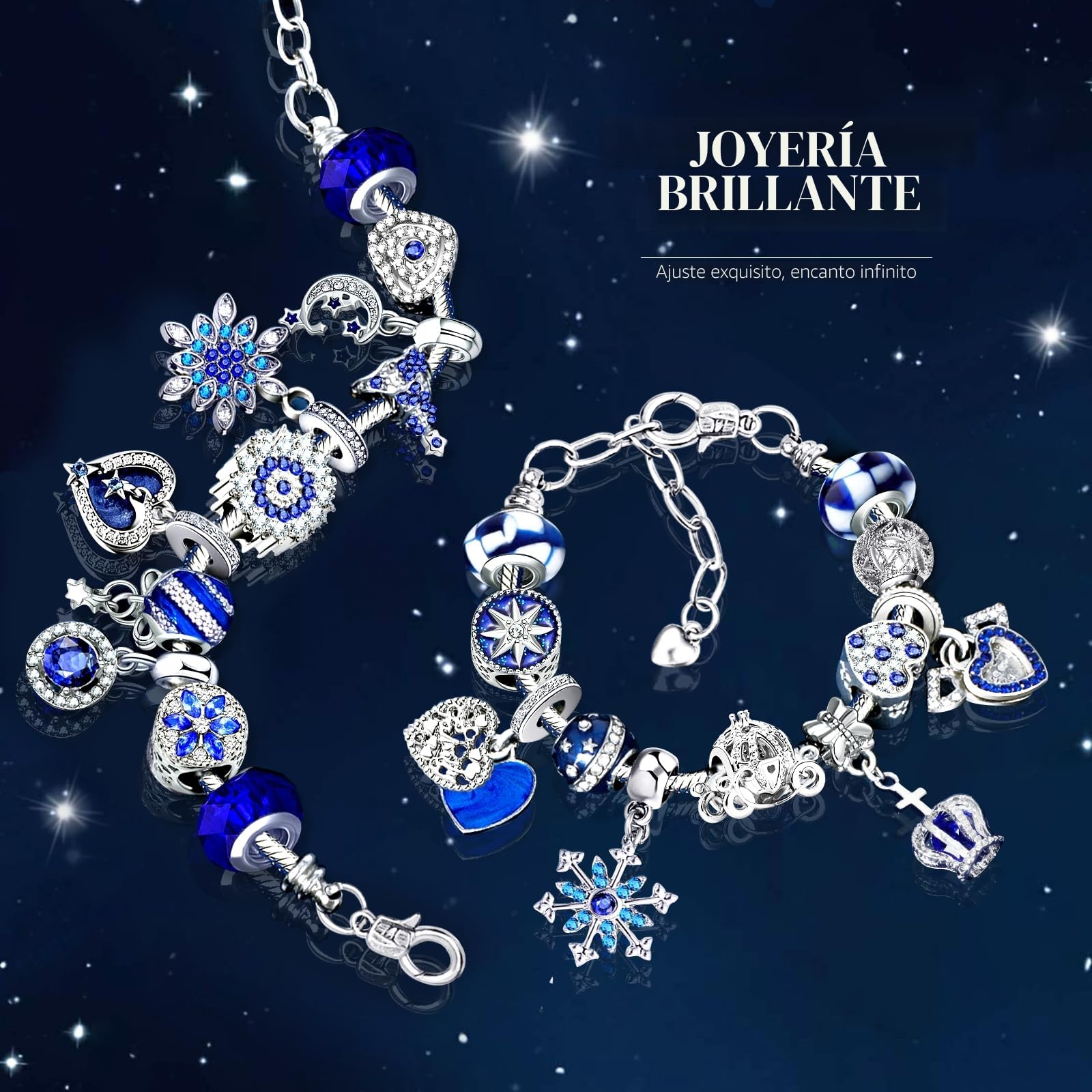Calendario de Adviento 2025 Joyas Niña Pulseras, 24 días de Sorpresa Calendario de Navidad Cuenta Regresiva Mujer Bricolaje Charms Regalos Kit, Azul
