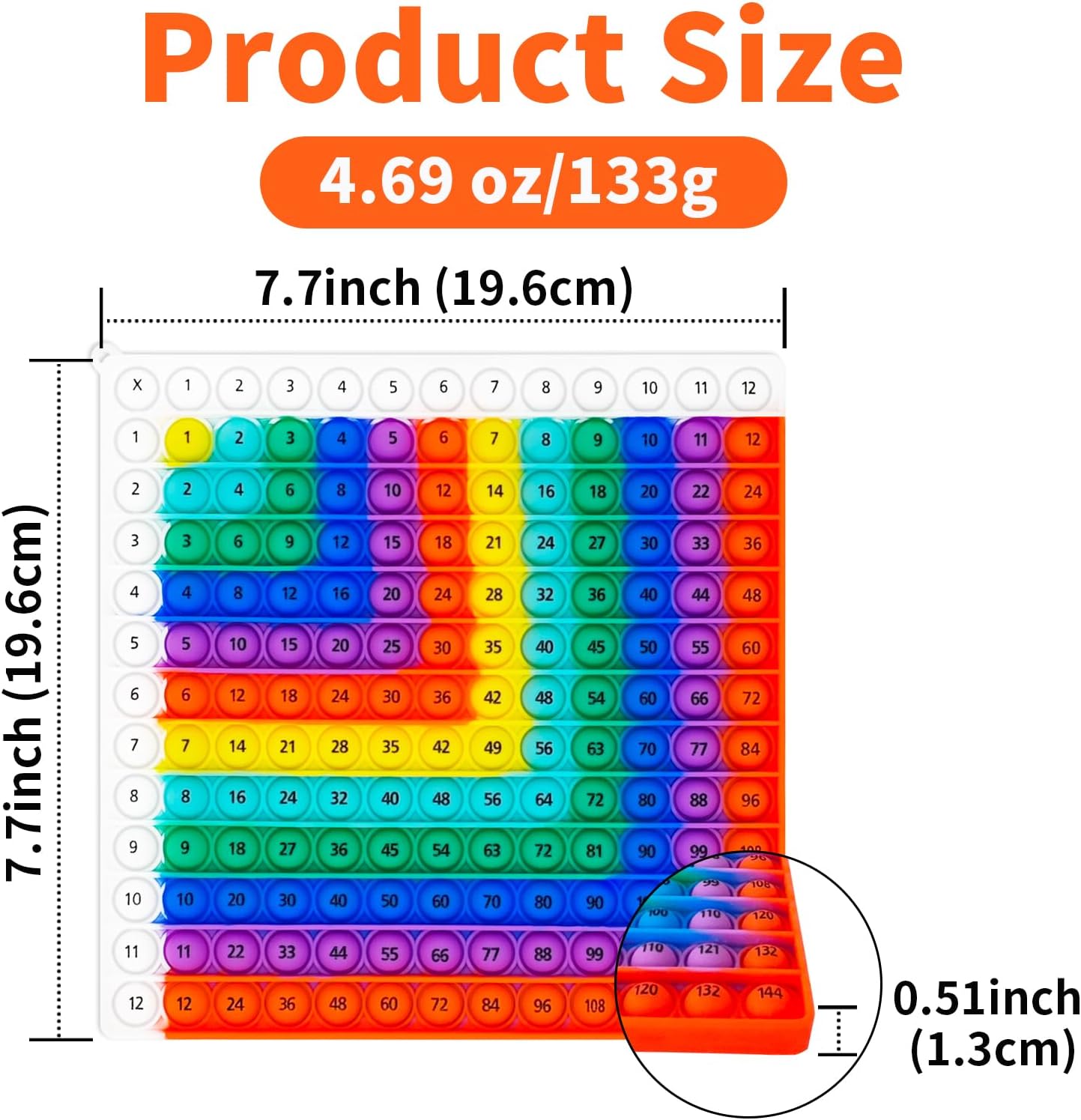 12X12 Multiplication Toy Learning Toy,Teacher Teaching Multiplication Tools,Stress Relief Fidget Bubble Game Learning Toys, Making Learning More Fun and Easy to Understand