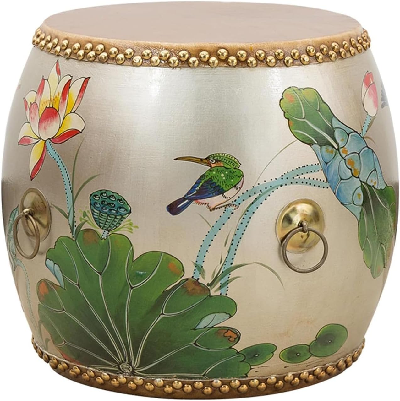 Drum Stool,Decorative Garden Stools,for Indoor Outdoor,Glazed Hand Painted Drum Stool,for Living Room(G)