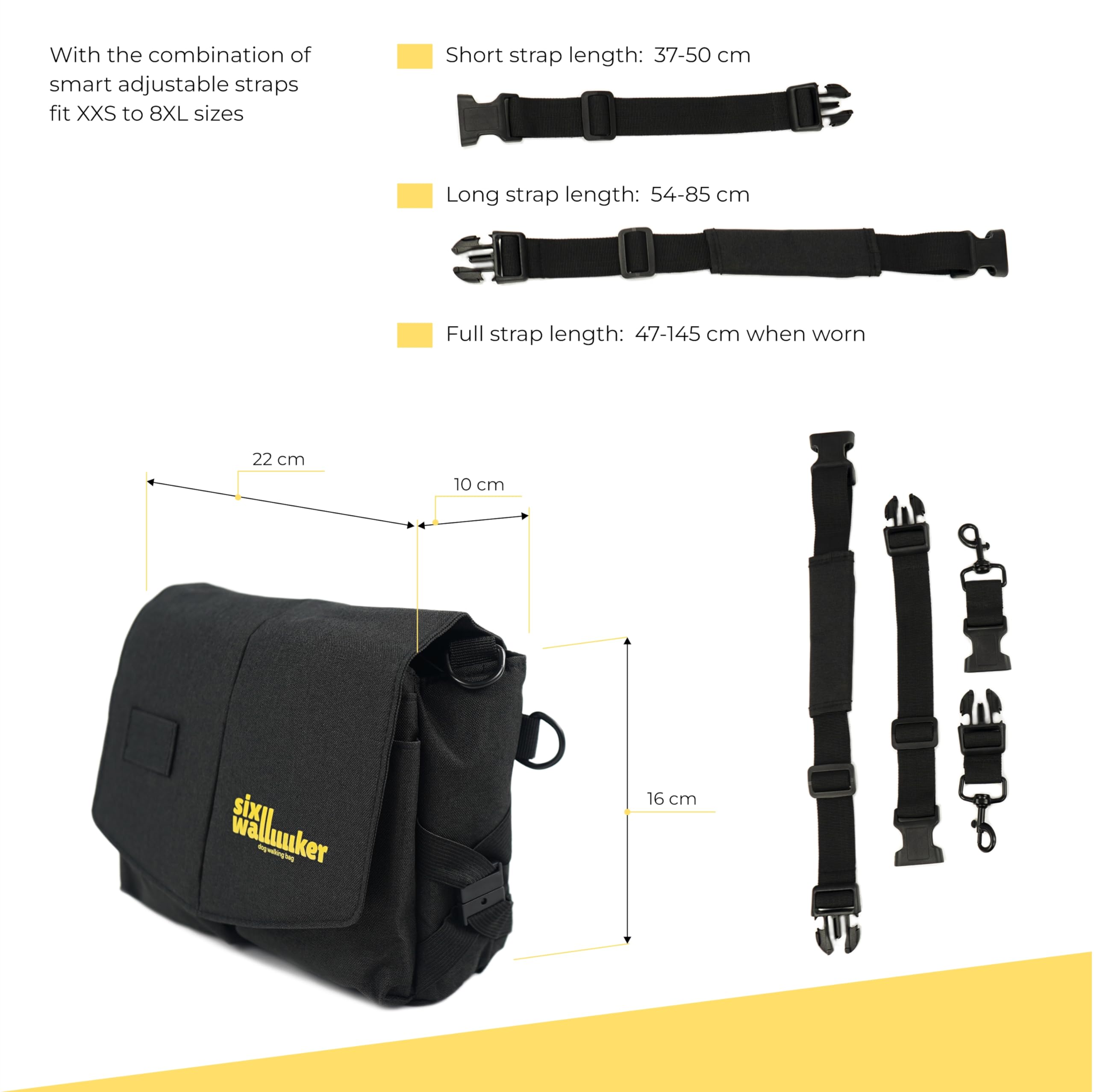 Arrivly SixWalker Leckerlibeutel für Hunde mit Magnetverschluss, Praktischer Futterbeutel Hundetraining, Multifunktionaler Leckerlitasche für Hunde mit Herausnehmbaren Innentasche (Schwarz)