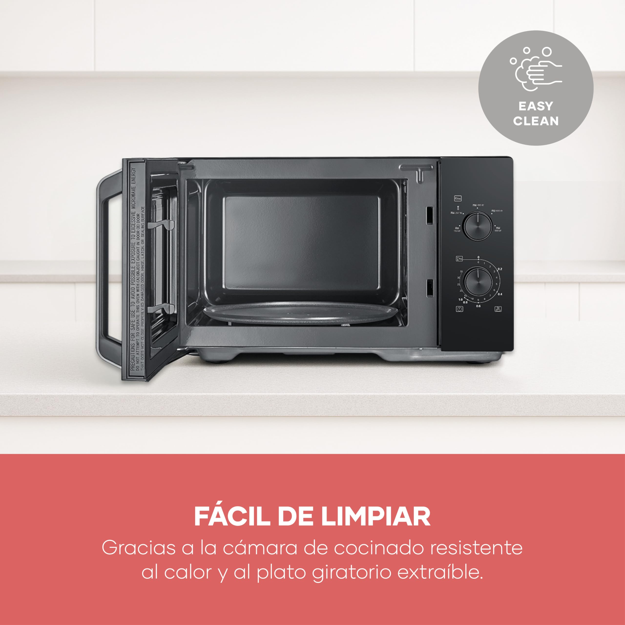 Severin Microondas, para descongelar y calentar, interior XXL, 28 l, horno microondas con plato giratorio de cristal extraíble, 5 niveles, temporizador de 35 minutos, 900 W, negro/metal, MW 7796