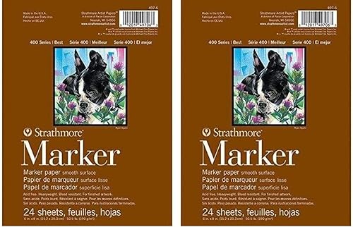 Strathmore Bloc de papel marcador 6 x 8 pulgadas - 50 libras liso 24 hojas -62497600 (paquete de 2)