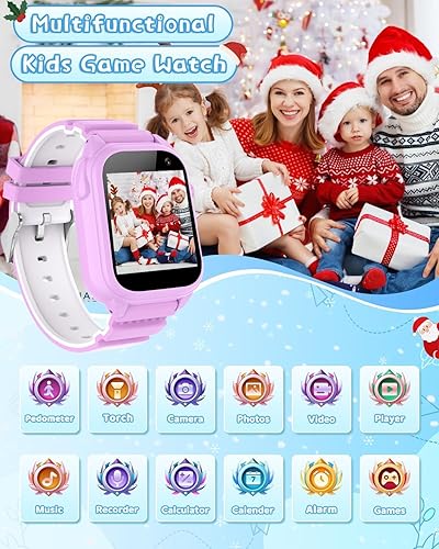 Miniatura 2 de BEIARA Reloj inteligente impermeable para niños, con 26 rompecabezas, pantalla táctil, cámara HD, reproductor de música, podómetro, despertador,