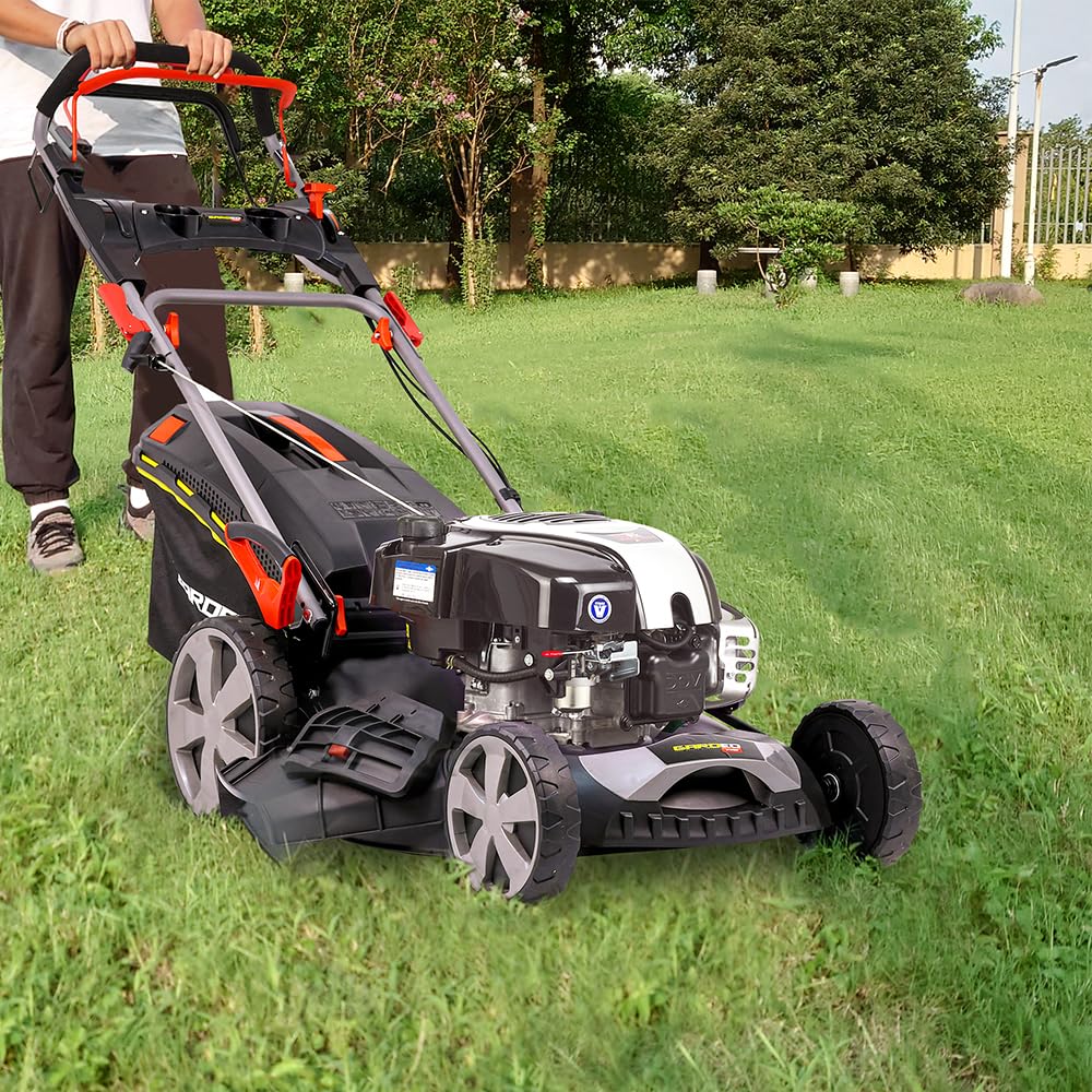 Tondeuse Thermique tractée 161CC avec Moteur Briggs and Stratton, Mulching et éjection latérale - Gardeo Pro