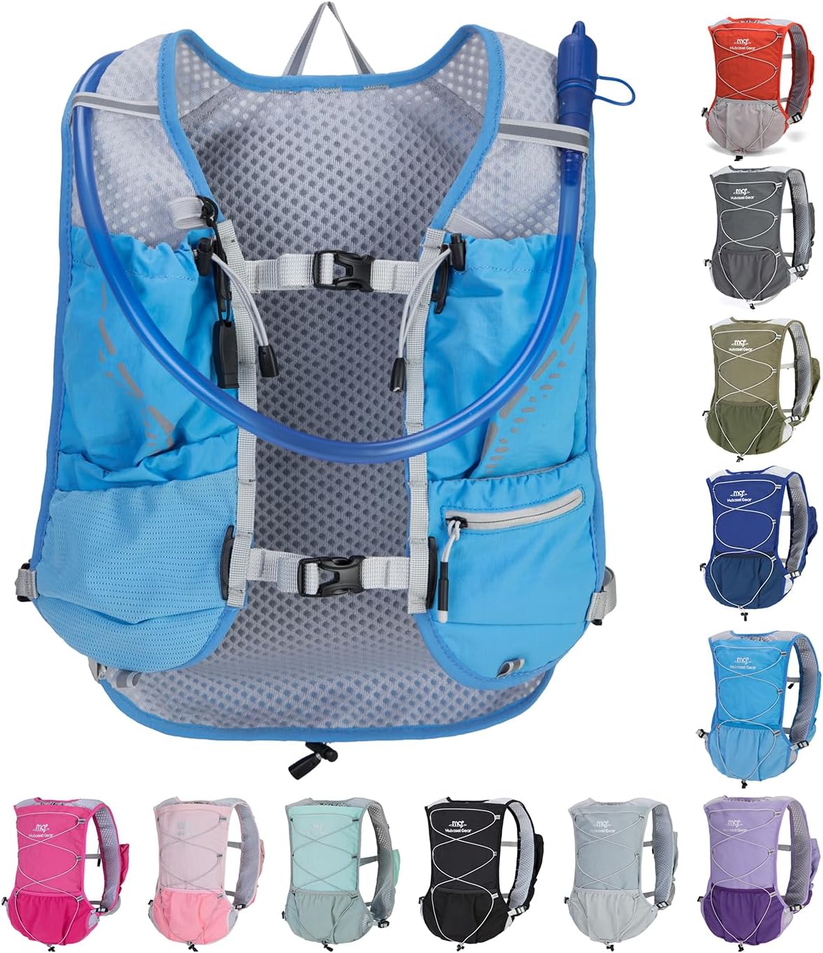 Lightweight Running Vest for Women and Men Hydration Backpack Pack with 1.5L Water Bladder Bag Running Gear Accessories for Hiking Trail Cycling Marathon