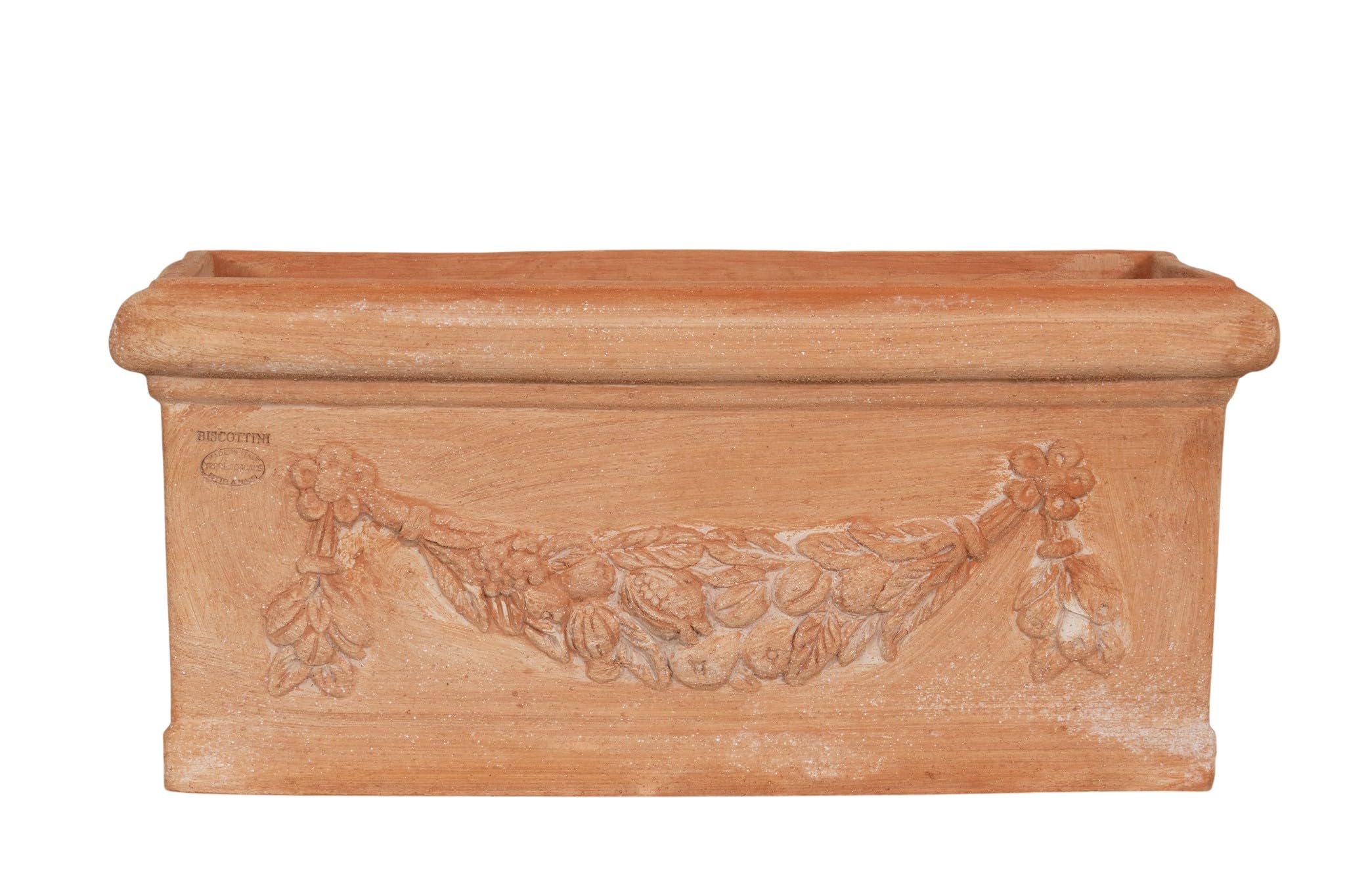 Biscottini Pot en terre cuite artisanal Made in Italy 61 x 29 x 27 cm – Jardinière rectangulaire pour plantes – Pots décoratifs extérieur et intérieur – Bol en terre cuite pour fleurs – Pot moderne