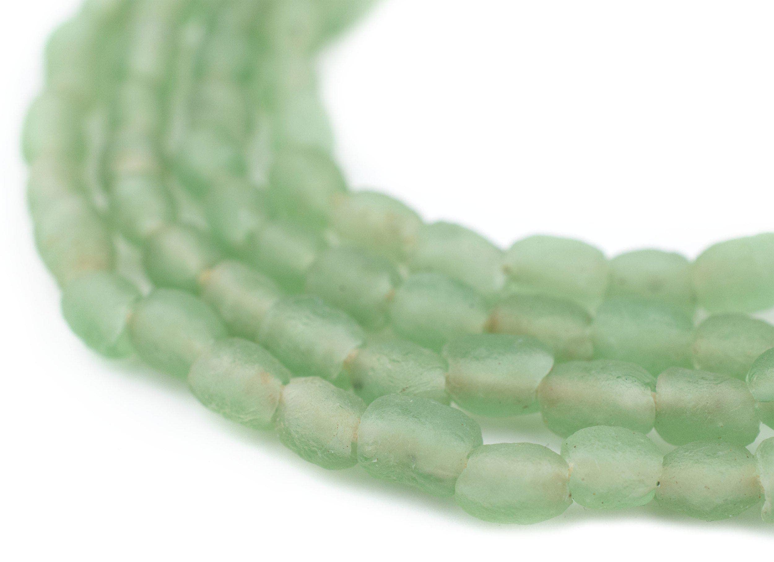 The Bead Chest African Recycled Glass Beads Handmade in Ghana Light Green 7mm Strand for Jewelry Making, Crafts, and Home Decor I Approximately 60-70 Beads