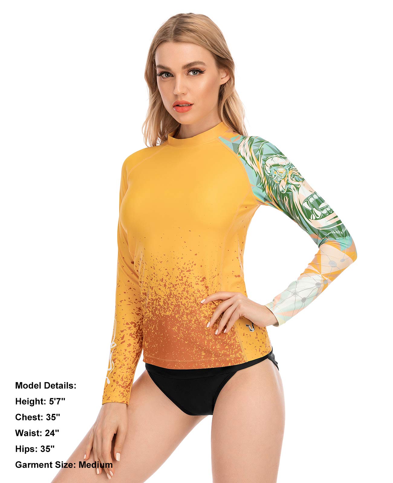 HUGE SPORTS Rashguard Femme Maillot de Bain à Manches Longues pour Surf Natation Séchage Rapide (King Kong,M)