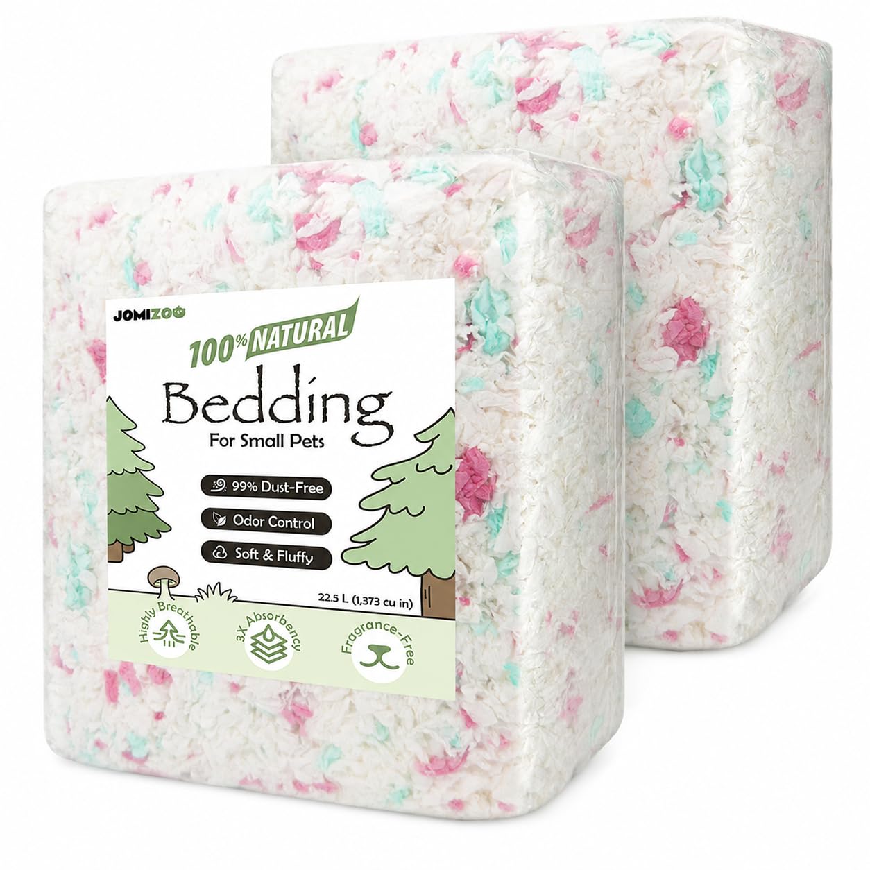 JOMIZOO Hamster Bedding 45L, 99% Dust-Free, Soft, Odor Control, Rose Sky