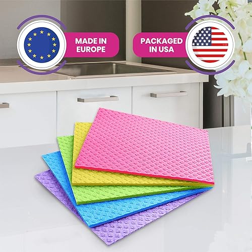Miniatura 2 de PINK RHINO LABS Paños de cocina suecos  Toallas de cocina reutilizables ecológicas  Paquete de 10 paños de limpieza para platos, encimeras y