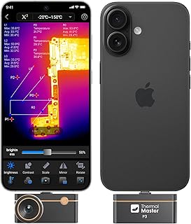 Thermal Camera for Android & iOS, P3 Thermal Imaging Camera with 512×384 X³ IR Resolution, 256×192 IR Resolution, Manual Focus Infrared Camera, 15× Zoom, -4℉ to 1112℉ Temp Range Thermal Imager