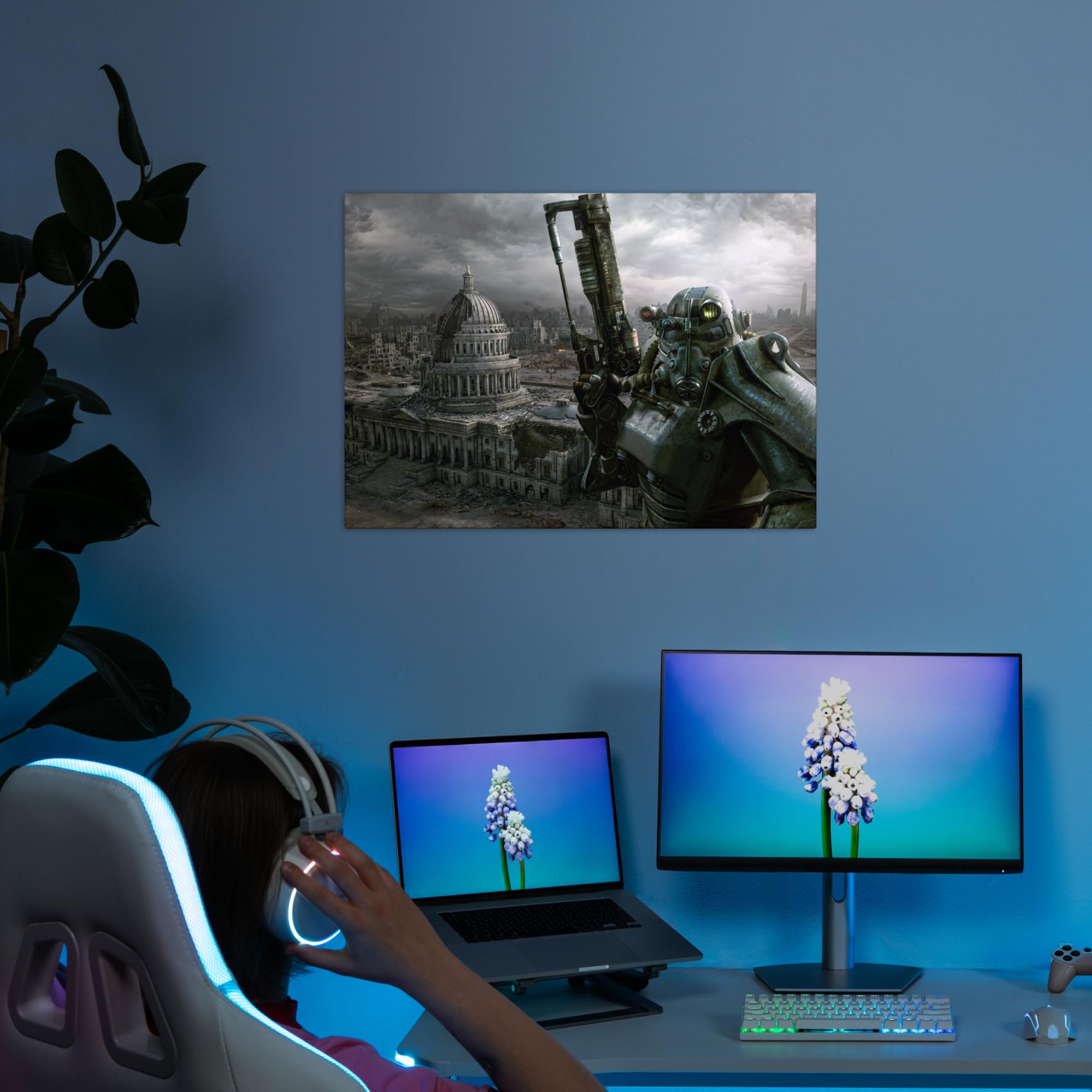 Displate - Póster de Metal - Montado con Imán - Fallout - Mech Suit Horizontal