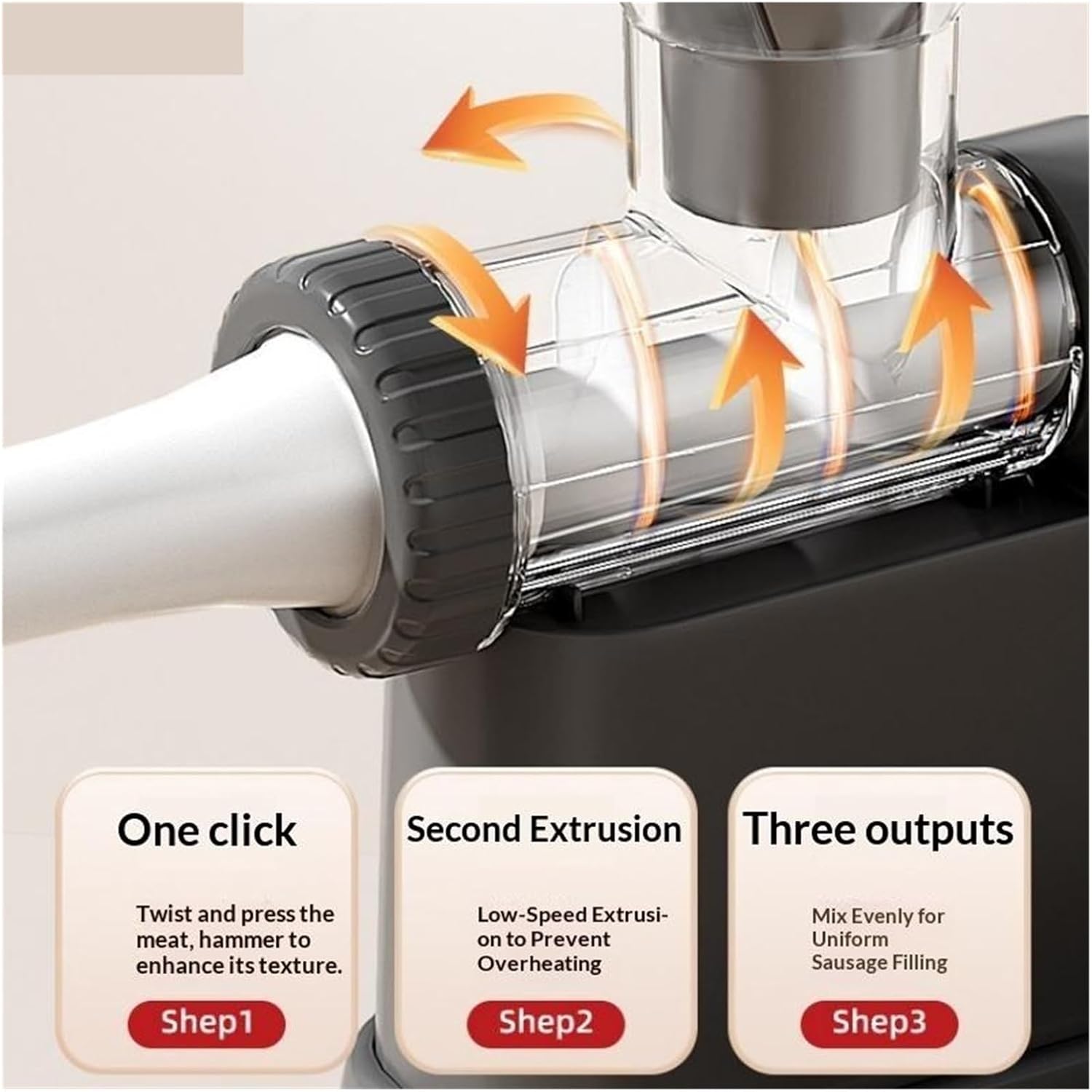 Manual Meat Grinder & Sausage Stuffer - Multifunctional Hand Crank Mincer For Homemade Sausages & Meatballs(White)