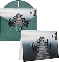 Vista 12 de Greetings Cards with Envelopes Thinking of You Card Old Wood Pier Above Calm Water Blank Note Card All Occasion Greeting Cards for Birthday, Baby