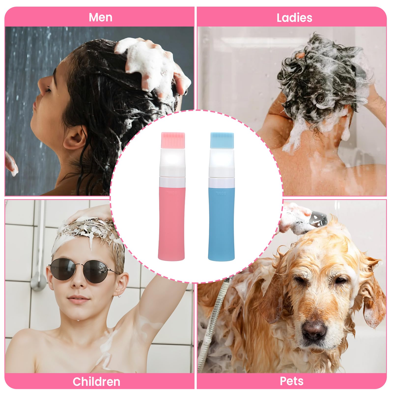 JIEYAO Applicatore di olio per capelli, 2 flaconi di silicone da 80 ml, con diverse aperture, pettine per la tintura dei capelli, per la cura del cuoio capelluto