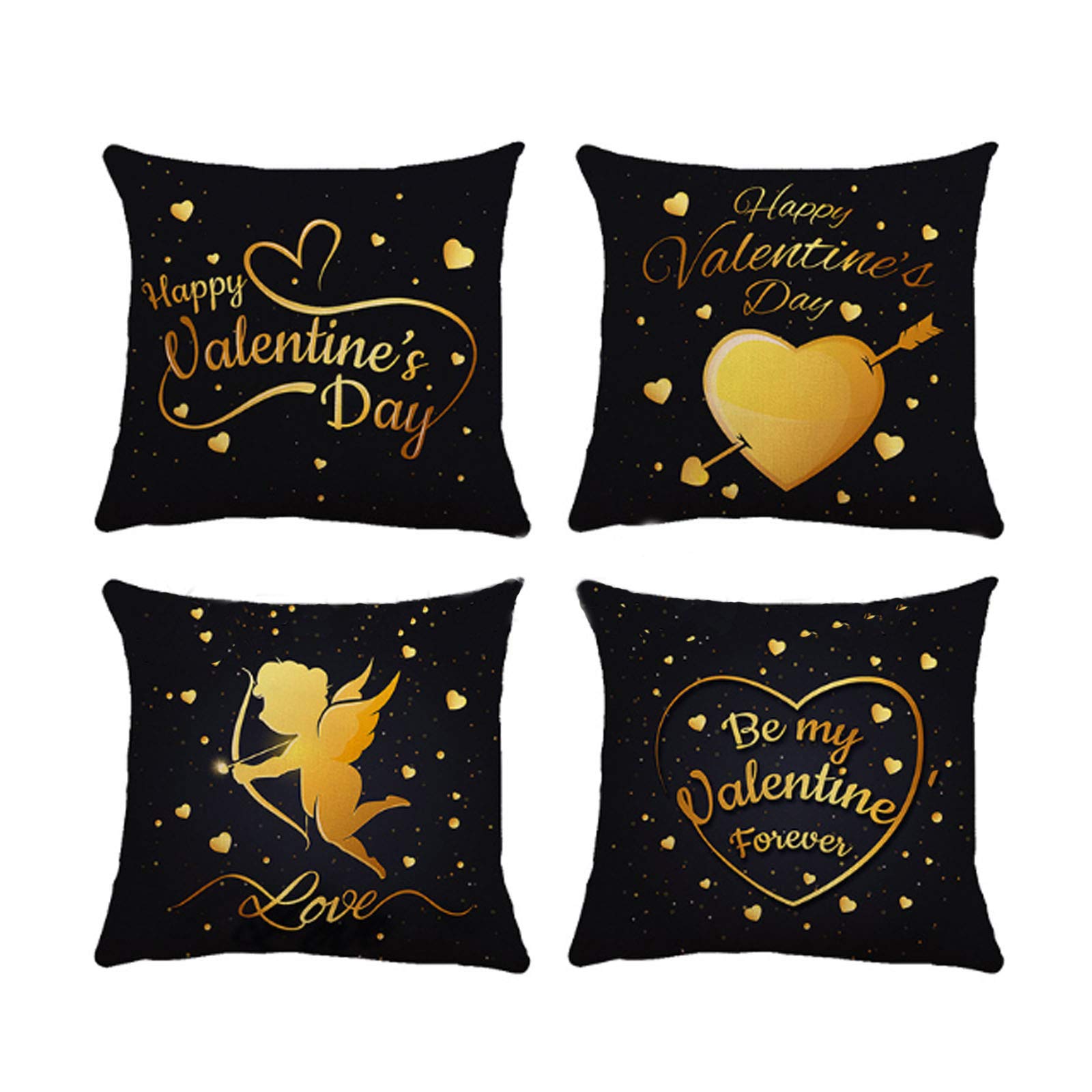 Housses de coussin Saint Valentin 18x18 lot de 4 carrées