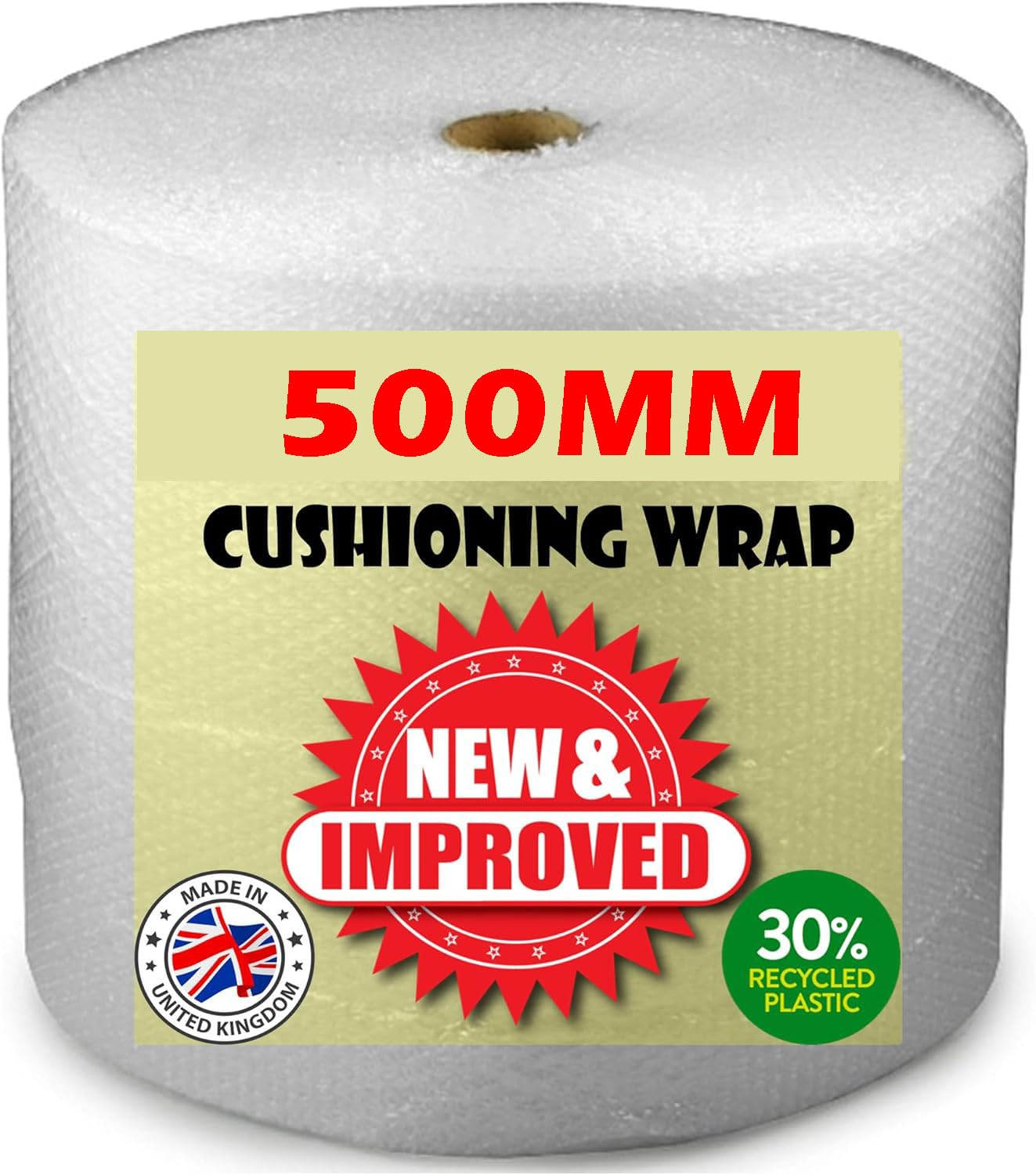 Pluto Packaging Clear Bubble Wrap Roll 500Mm (Small Air Bubbles House Move & Packing Boxes)