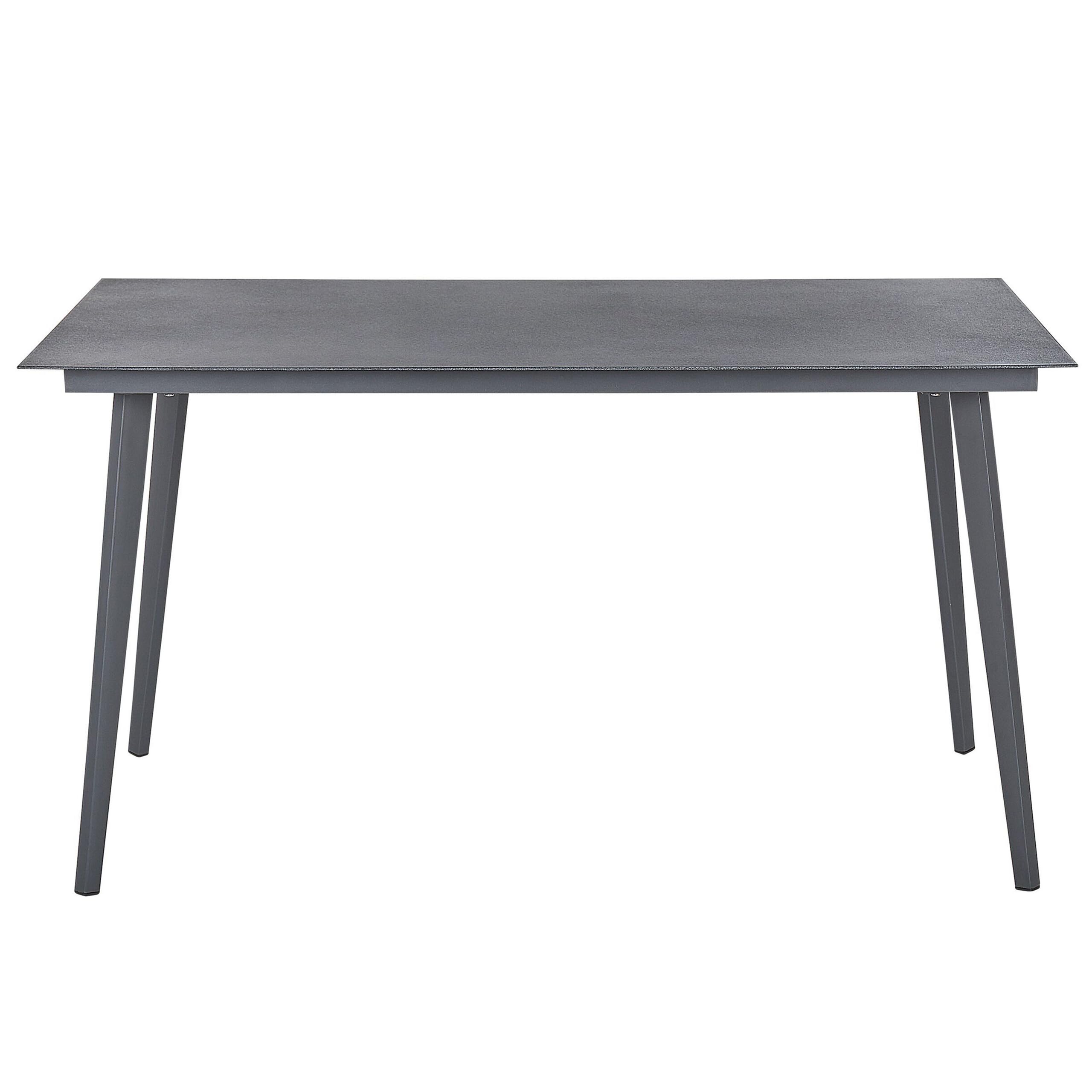 Beliani Gartentisch Aluminium Glasplatte Steinoptik rechteckig 140x80 cm grau Mileto