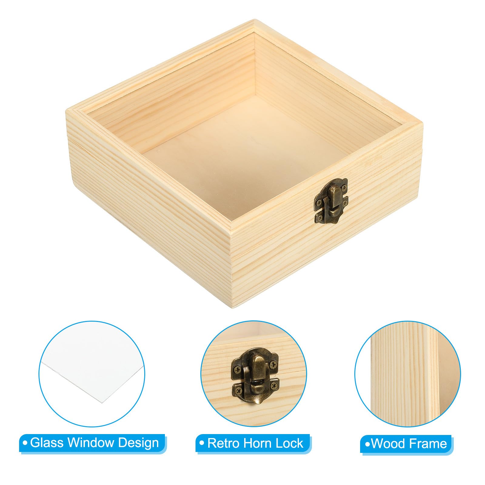 PATIKIL 6x6 Wooden Shadow Box Display Case - Image 3