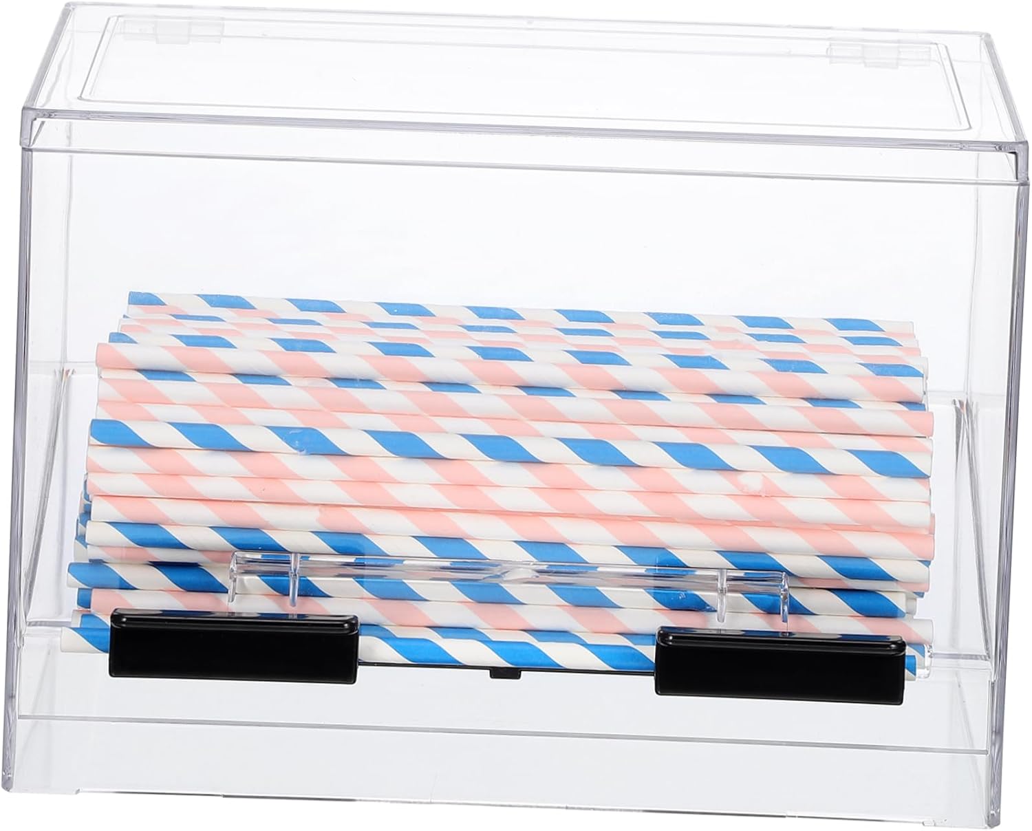 ABOOFAN Transparent Acrylic Pressing Type Straw Dispenser Box Creative Self Service Straw Storage Holder for Home and Restaurant Use for Organizing Drinking Straws