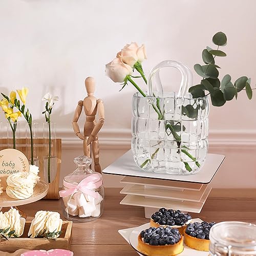 Miniatura 6 de ComSaf Florero de cristal para flores, florero transparente para decoración, jarrón de flores único, jarrón moderno regalo para mujeres, jarrones