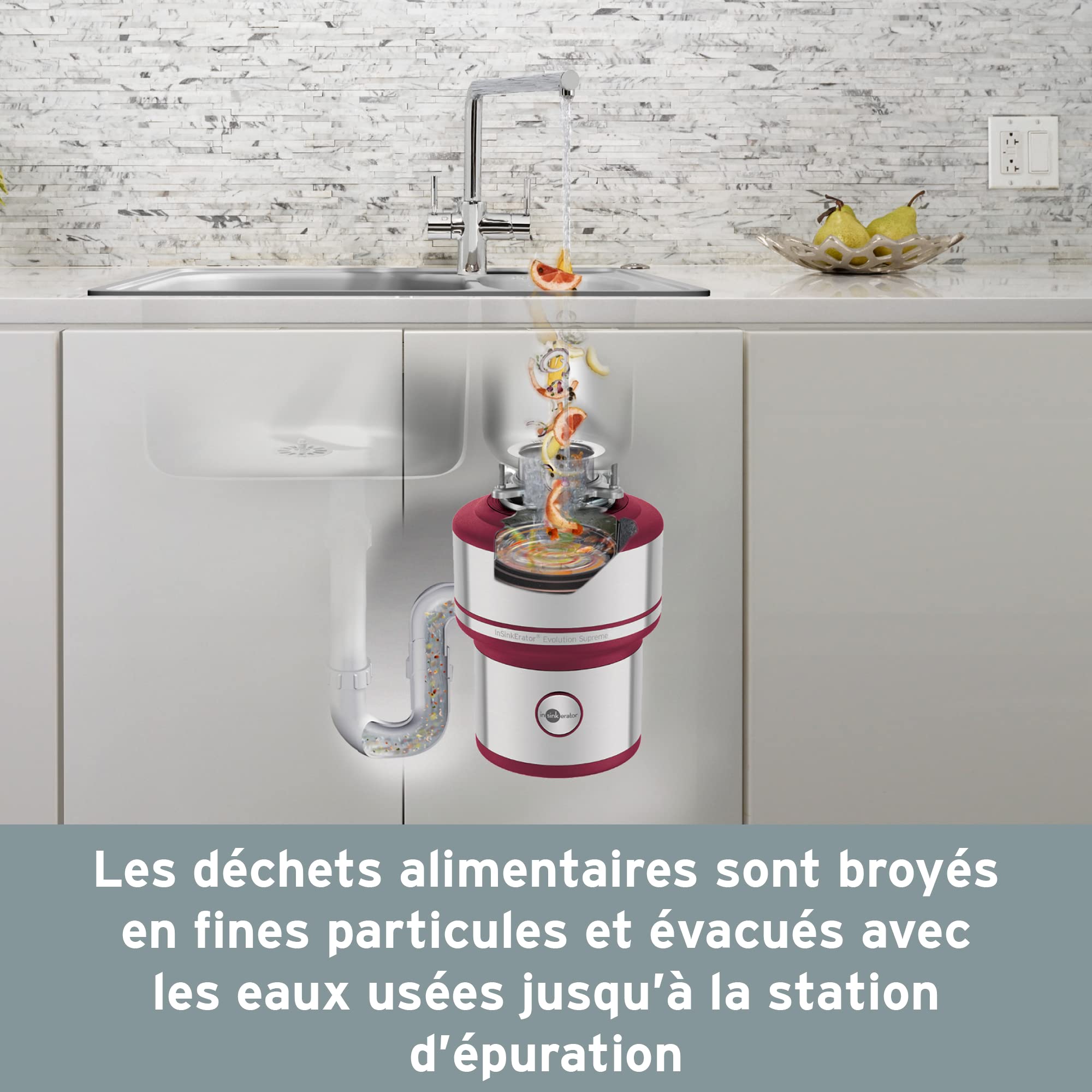 InSinkErator Sistema de eliminación de residuos de Alimentos, Rojo y Blanco, 344 mm