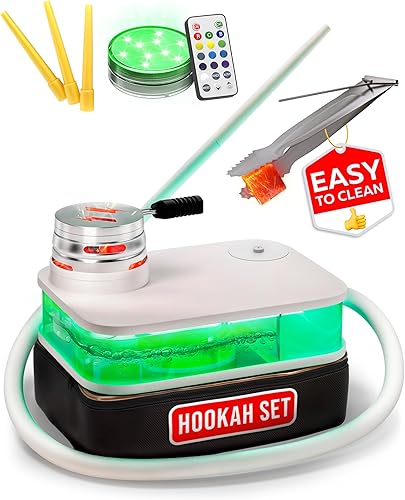 M. ROSENFELD Juego de cachimba blanca portátil con todo y bolsa - Juego de cachimba pequeño blanco premium para viaje plana cachimba bolsa cachimba