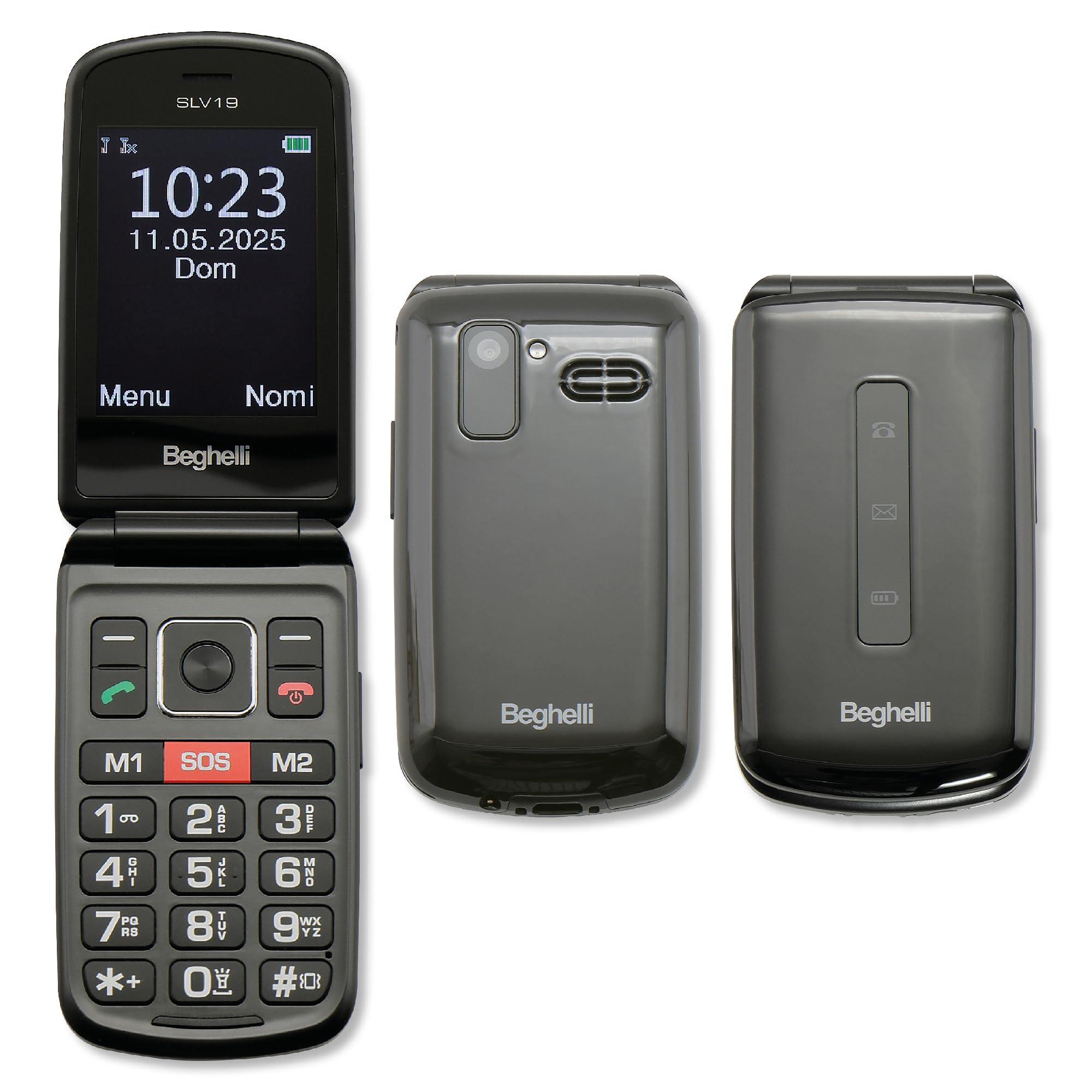 Beghelli Telefono Salvavita per Anziani, Salvalavita Phone SLV19N ECO - Telefono Cellulare GSM con Tasto SOS, Tasti Grandi Retroilluminati, Display 2.8”, Fotocamera, Torcia, Radio FM (Colore Nero)