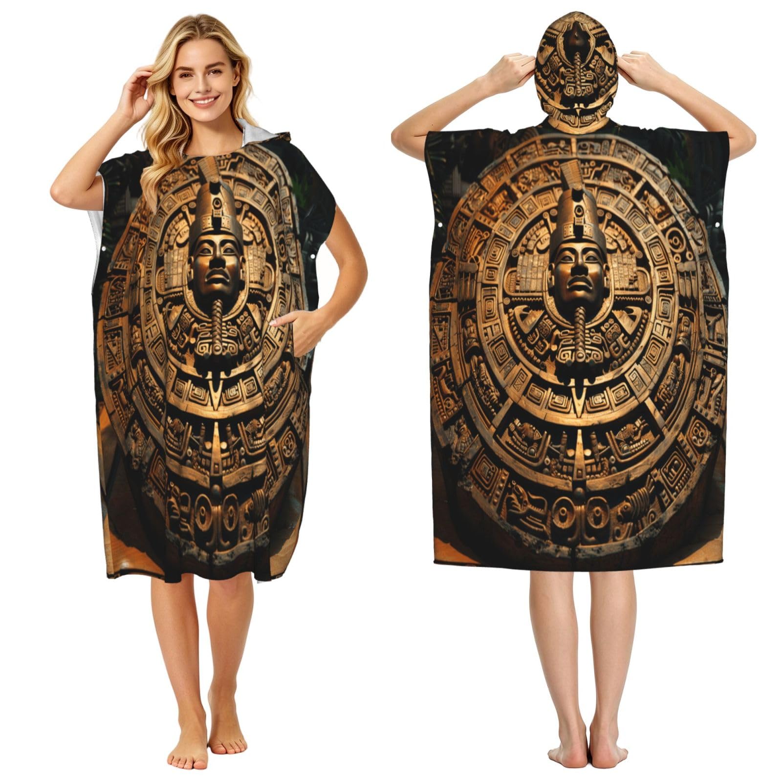 DTHKJNLSF Ancient Egyptian Compass Adult Hooded Beach Poncho Towel