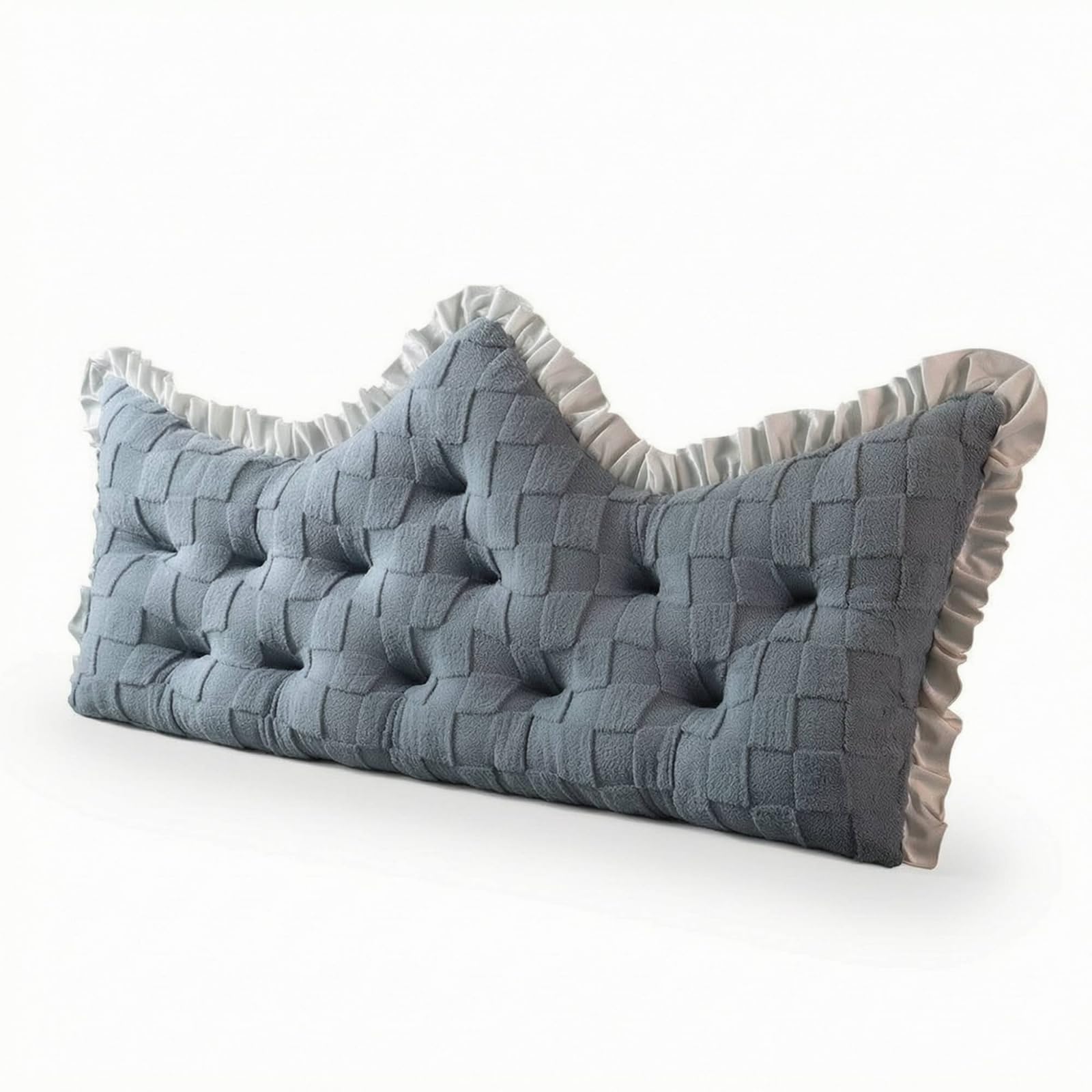 Cuscino Schienale Letto Cuscino Lombare Cuscino Testiera Cuscino Lettura con Superficie Trapuntata Che Allevia La, Grigio Elegante In Velluto Di Ciniglia, Lunghezza 200 Altezza 65cm