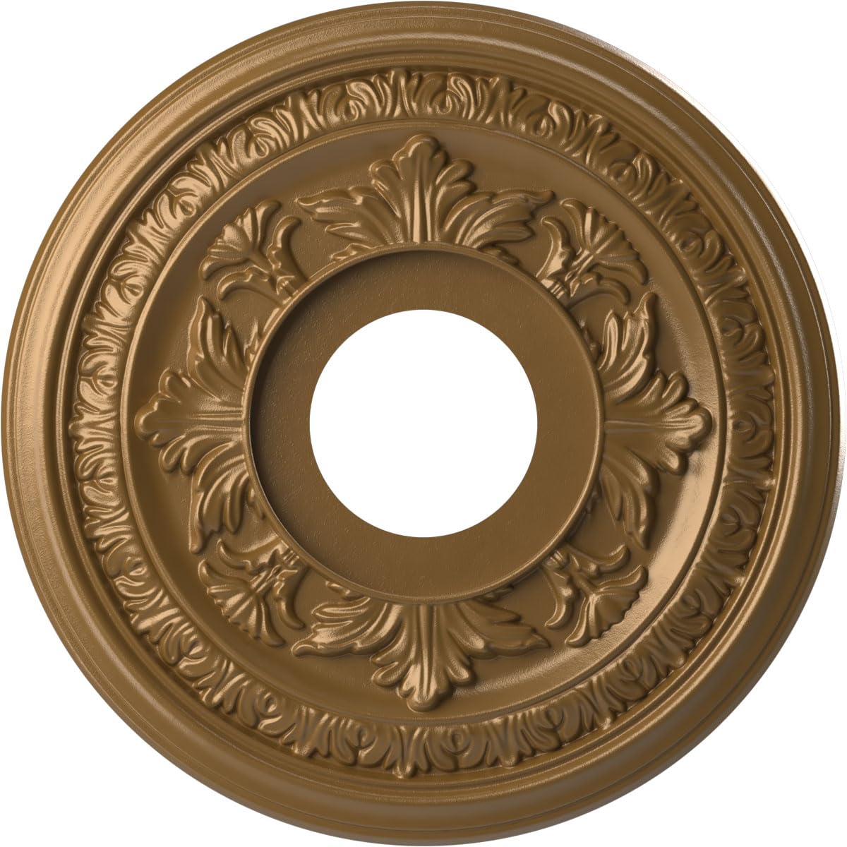 Ekena Millwork CMP13BACGH Baltimore Thermoformed PVC Ceiling Medallion (Fits Canopies up to 5 1/4"), 13"OD x 3 1/2"ID x 3/4"P, Metallic Gold Rush