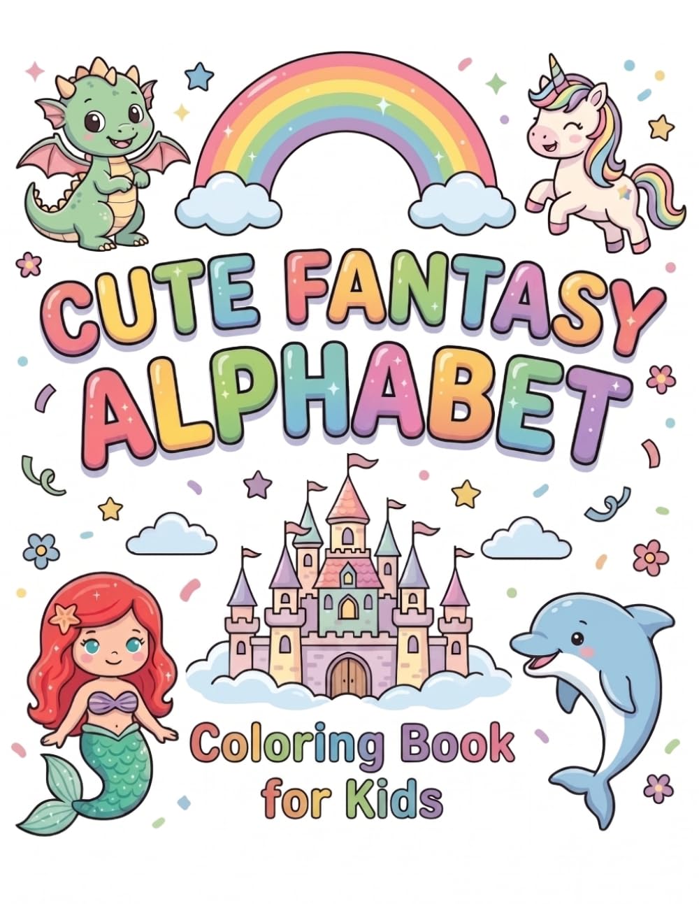 Magical A-Z Coloring Book for Kids: Cute Mermaid, Baby Dragon, and Unicorn Coloring Pages - Preschool Prep Learning, ABC Letter Recognition, and Creative Fun for Boys and Girls