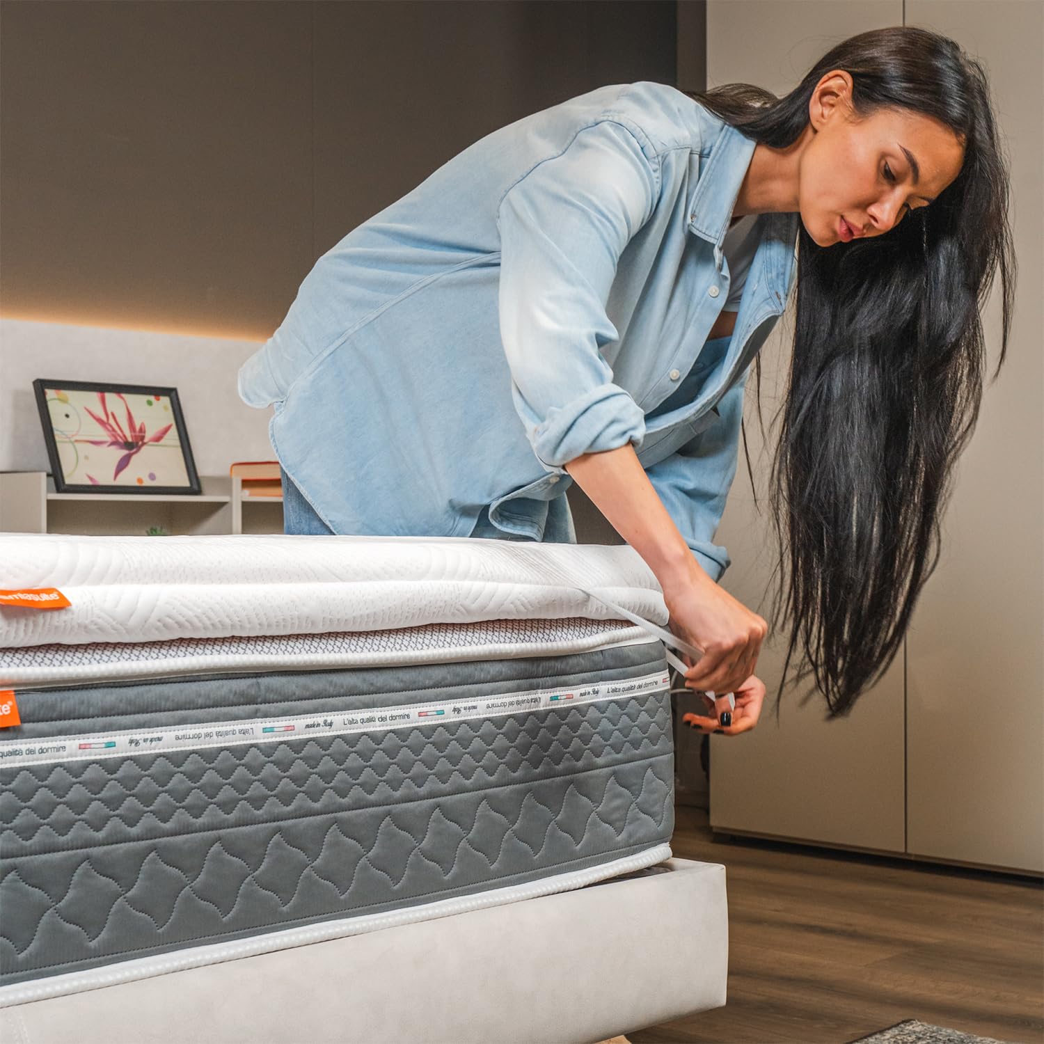 miasuite i sogni italiani - Topper 90x200cm, Memory, Correttore alto 7 cm - 7 zone differenziate, Rivestimento Sfoderabile, Lavabile, Dispositivo Medico, 100% Made in Italy, Topper One