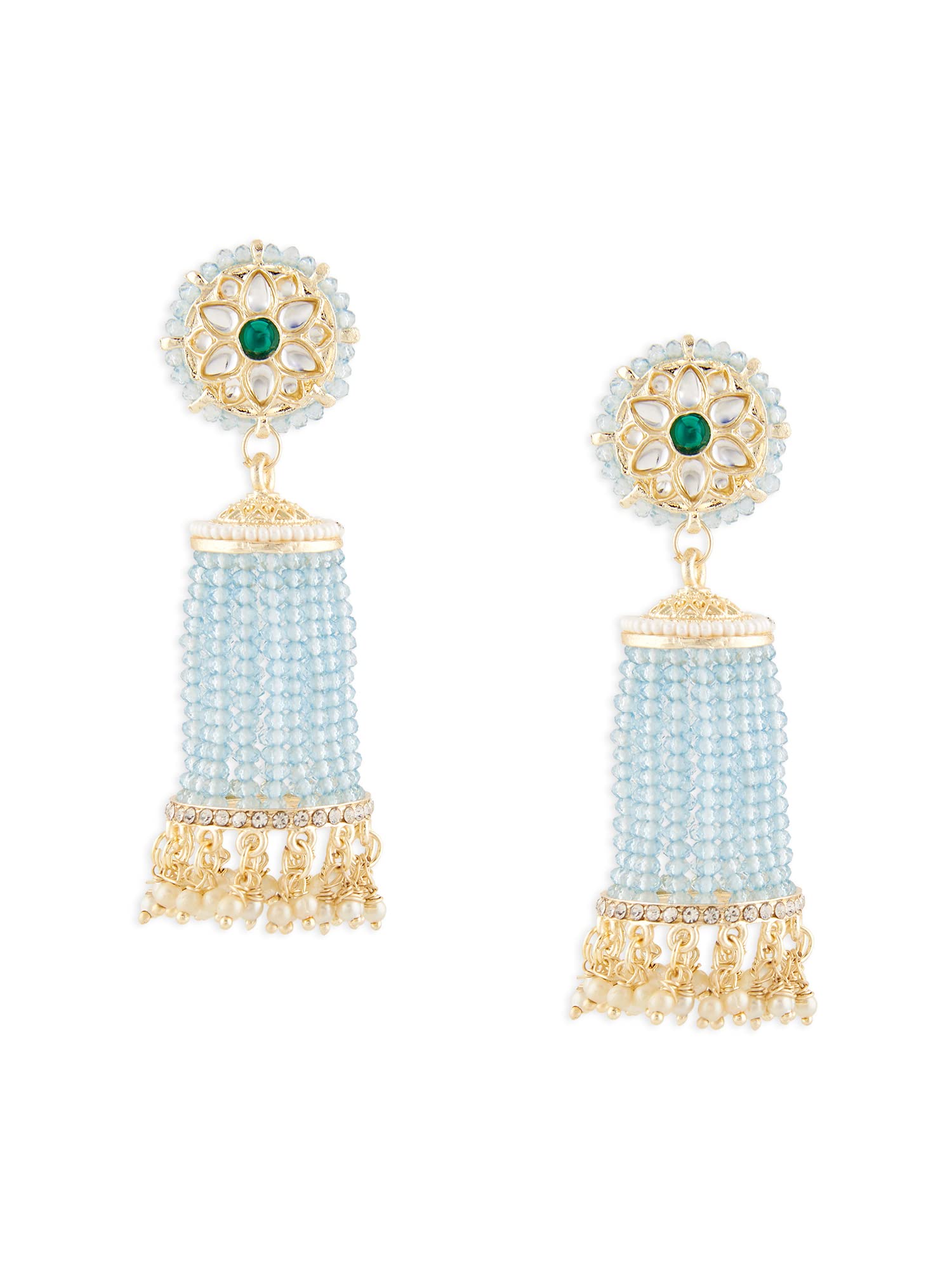 Zaveri Pearls Mint Blue Dazzling Crystal Beaded Hanging Kundan Jhumki Earring For Women-ZPFK15866 (B0C4HCJWCQ) Amazon Price History, Amazon Price Tracker