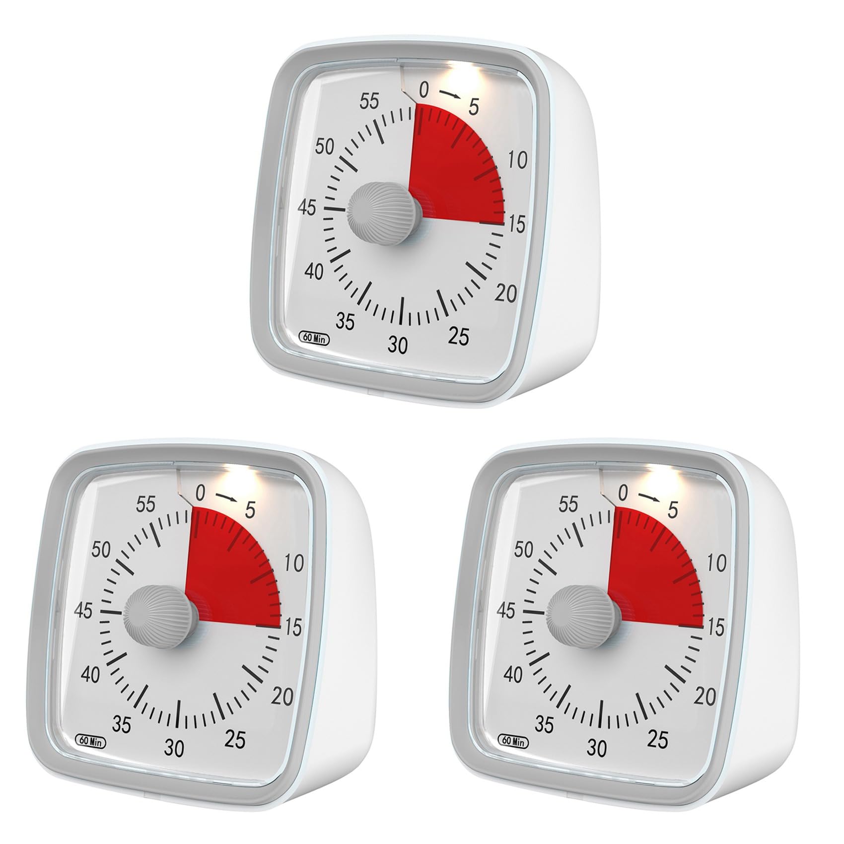 Jnchdghwa 3X 60-Minute Timer, Classroom Classroom Timer, Countdown Timer for Kids and Adults, Time Management Tool Gray