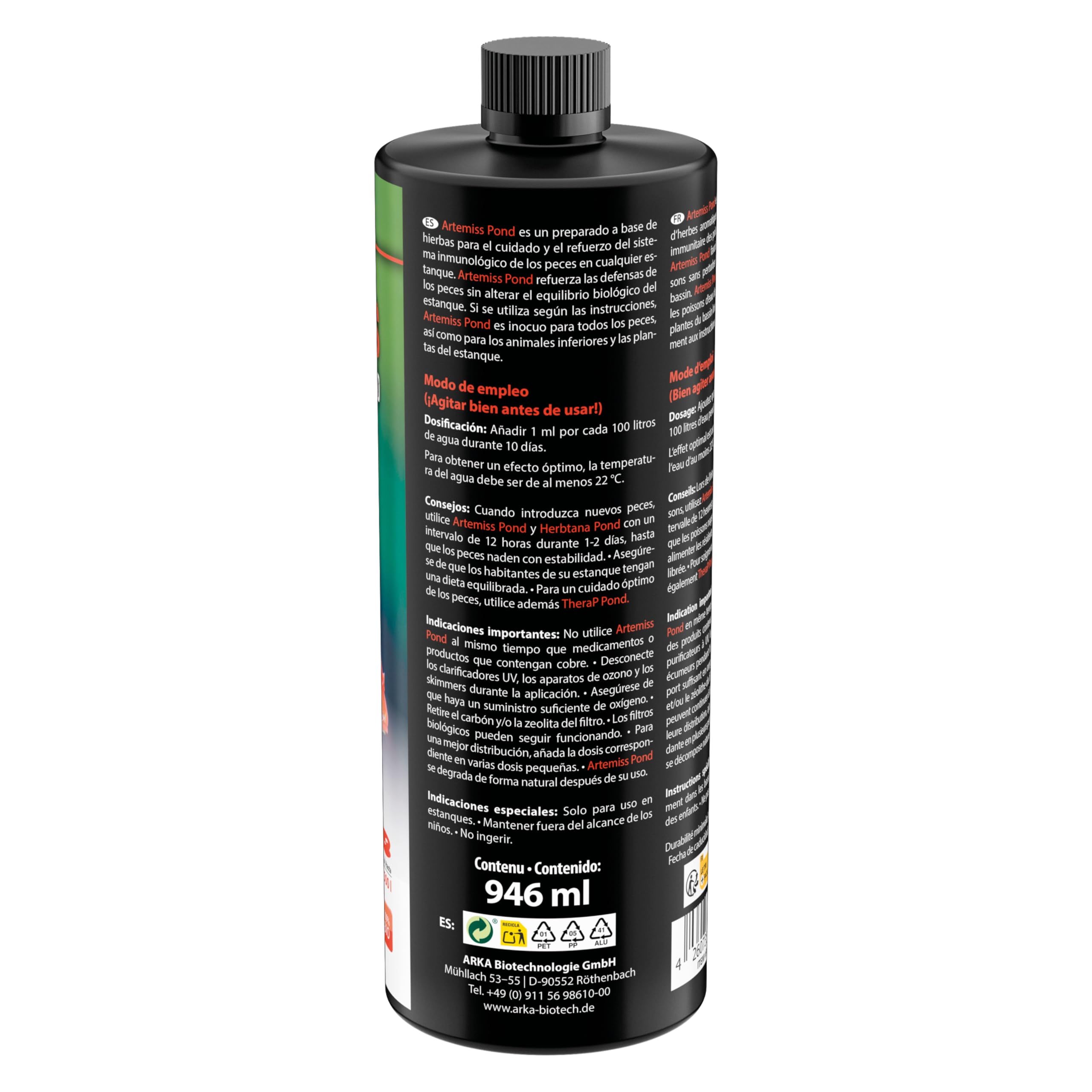 Soin pour Poissons de Bassin 946 ML - Artemiss Immunité et Vitalité | booster aux herbes, favorise bien-être, immunité et vitalité, réduit le stress, poissons, bassin de jardin, bassin à koïs