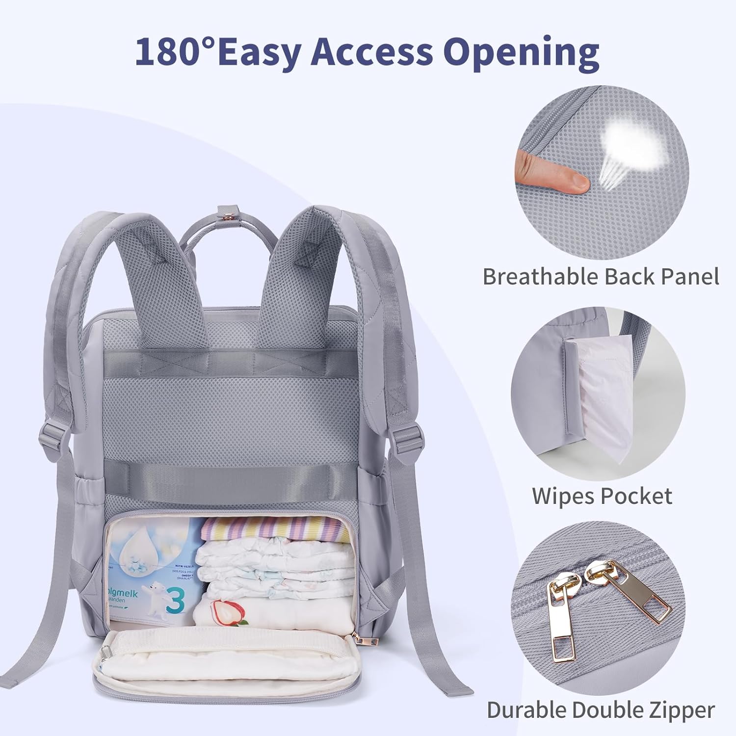 CEI-CEI Diaper Bag Backpack for Mom and Dad, Puffer Baby Bag Backpack with Insulated Pocket, Water-Resistant, Unisex Travel Backpack with Changing Pad & Stroller Straps