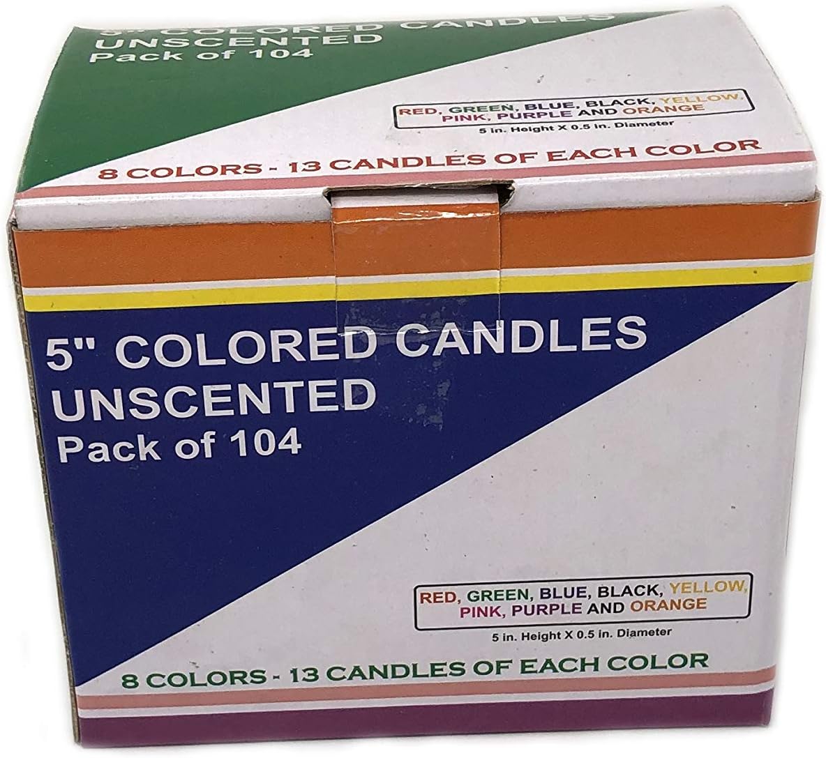 Vrinda 5" Chime Ritual Spell Unscented Taper Candles - Assorted Set of 104