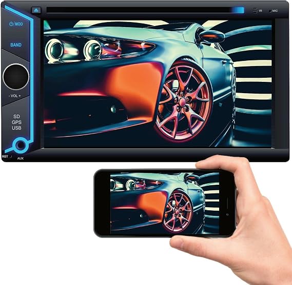 SoundXtreme W6528ML 200 Watts Double Din 2DIN Car Stereo Receiver HD Touchscreen with DVD/CD/MP3/FM/USB/SD, Compatible with Bluetooth and Mirror Link for Android & iPhone