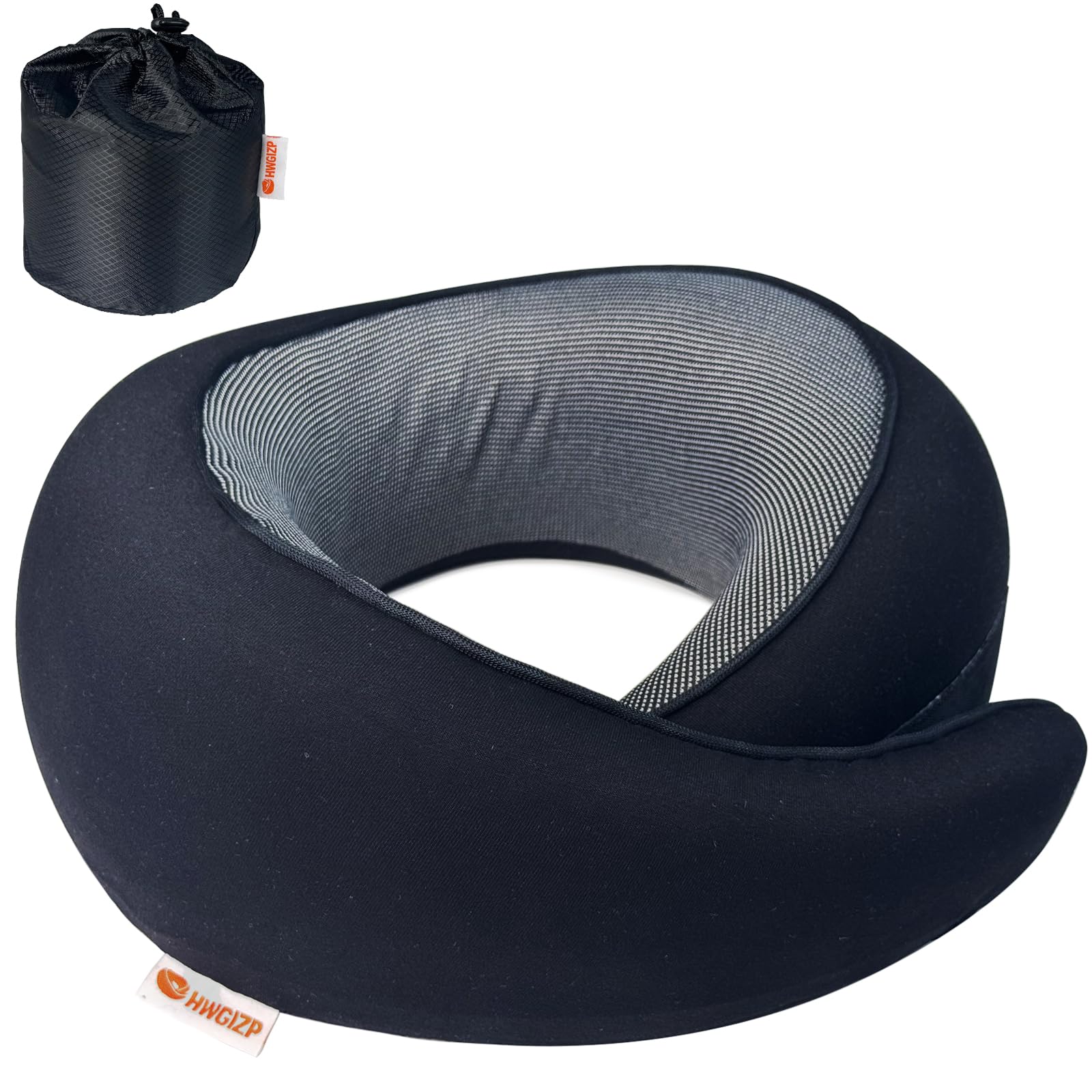 HWGIZP Travel Pillow | High-Density Memory Foam Pillow with 360° Surround Support. Ergonomically Designed. Ideal for Airplane Travel and Home Use. (Black)-picture-56