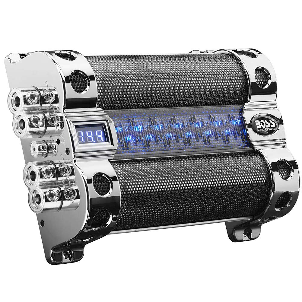 1 condensatore compatibile con BOSS AUDIO SYSTEMS CAP18 CAP 18 ibrido 18 farad impianti fino a 18000 watt rms capacitor voltometro digitale, 1 pezzo