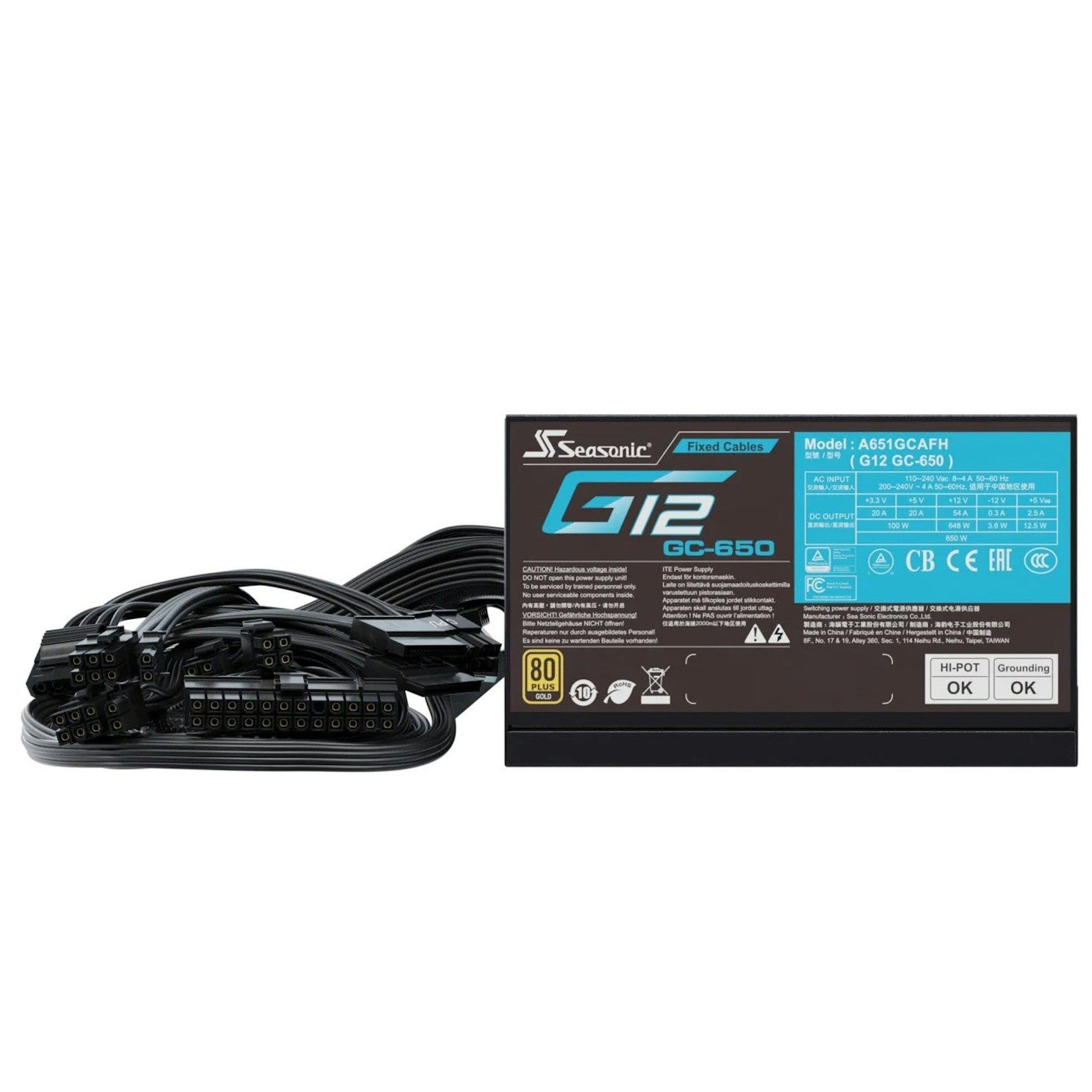 Seasonic Netzteil 650w G12 GC-650 80+gold Alimentatore Per Computer Atx Nero (seasonic Str?mforsyning - 650w)