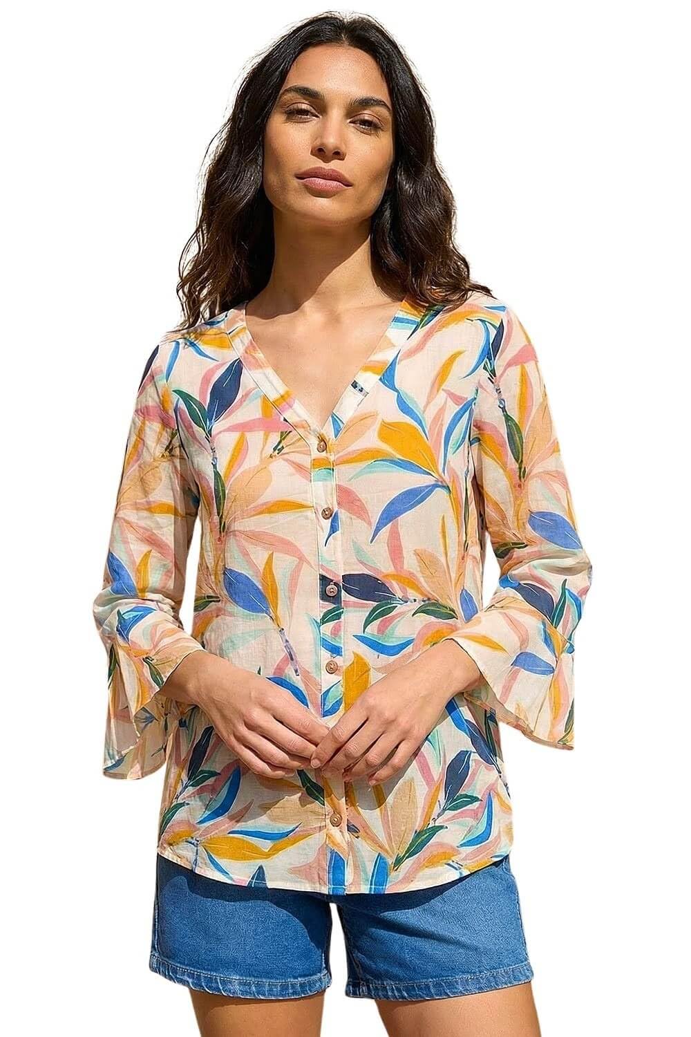 Roman - Women's Blouse - Flare Sleeve - Size 14 - V-Neck