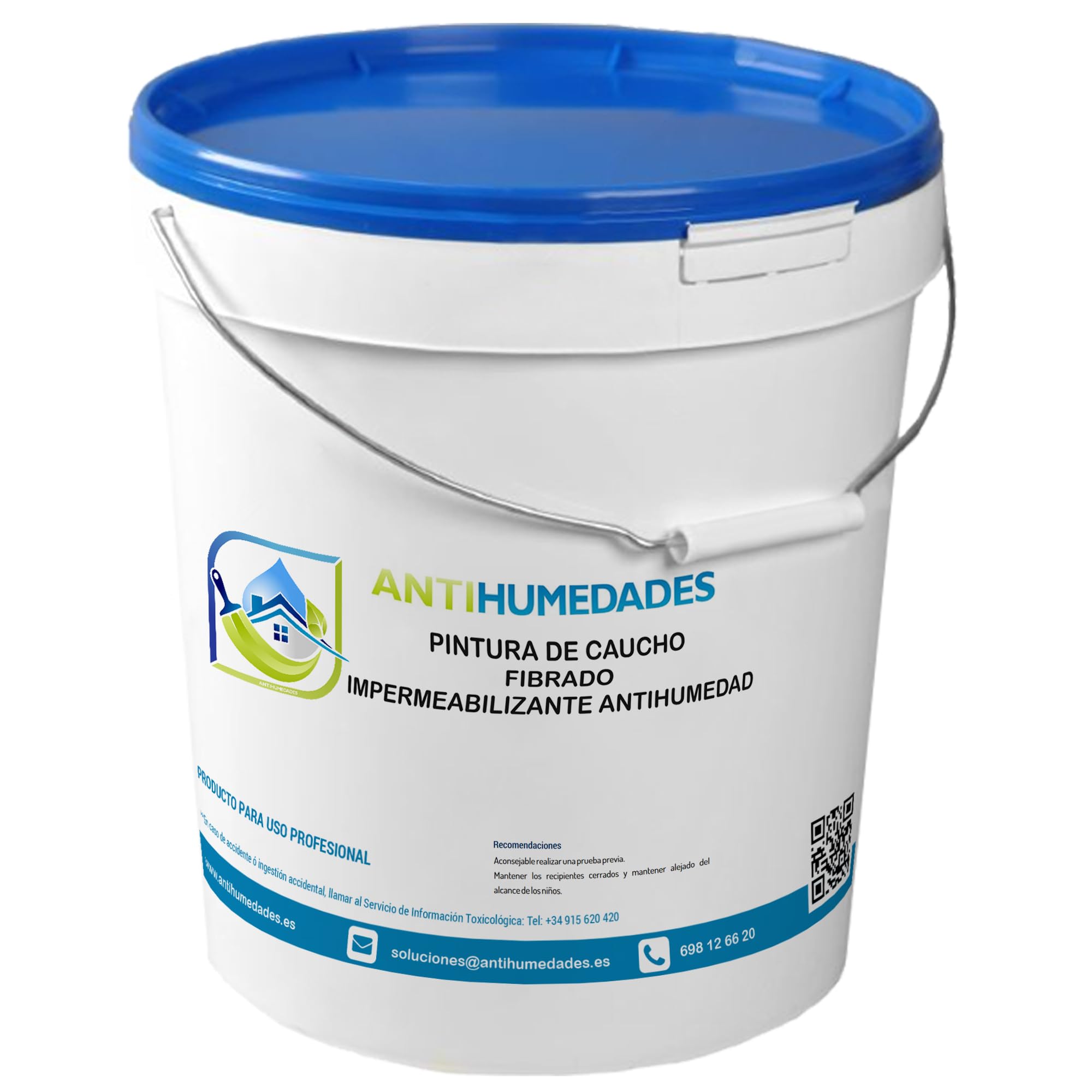 Pintura ECO de Caucho Reforzada con Fibras (20kg - Color: Blanco) - Impermeabilización de tejados, fachadas y terrazas. Gran resistencia y elasticidad