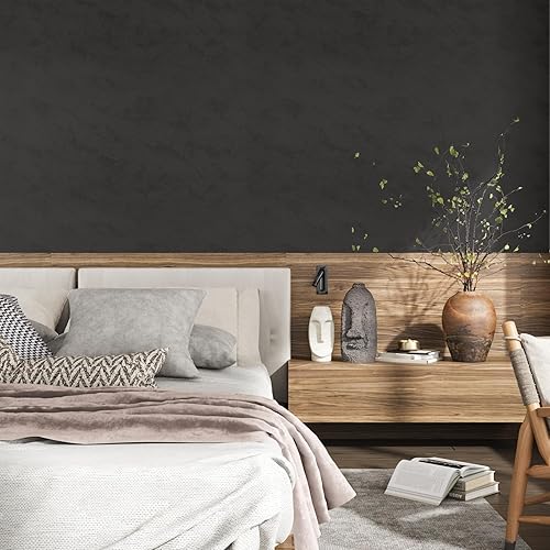 Miniatura 2 de VEELIKE Papel tapiz de hormigón de 15.7 x 354 pulgadas, moderno papel de contacto de hormigón negro carbón para encimeras, impermeable,